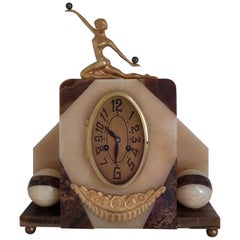 Art Deco Clock Onyx and Bronze