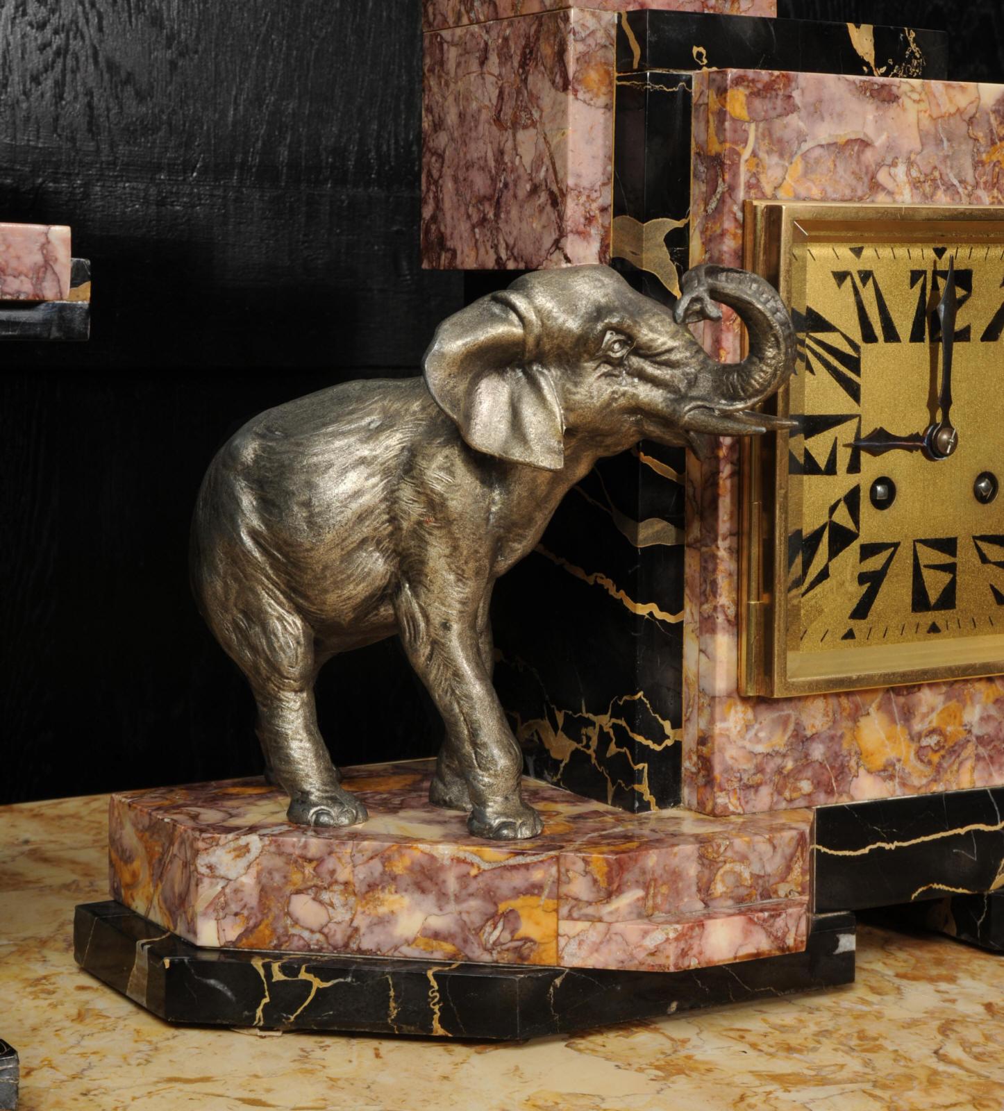 Art Deco Clock Set ~ Elephants For Sale 8
