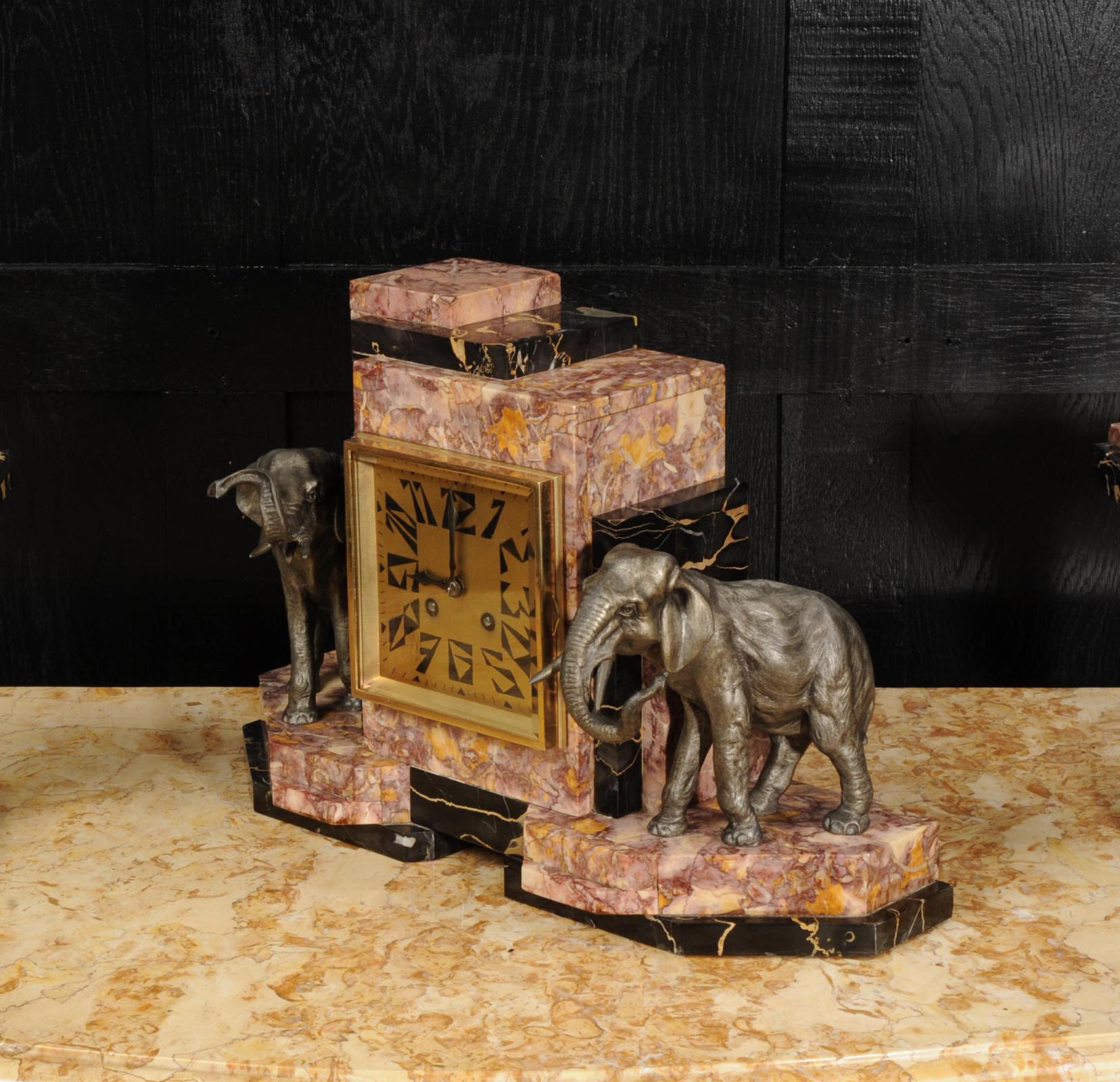Art Deco Clock Set ~ Elephants For Sale 12