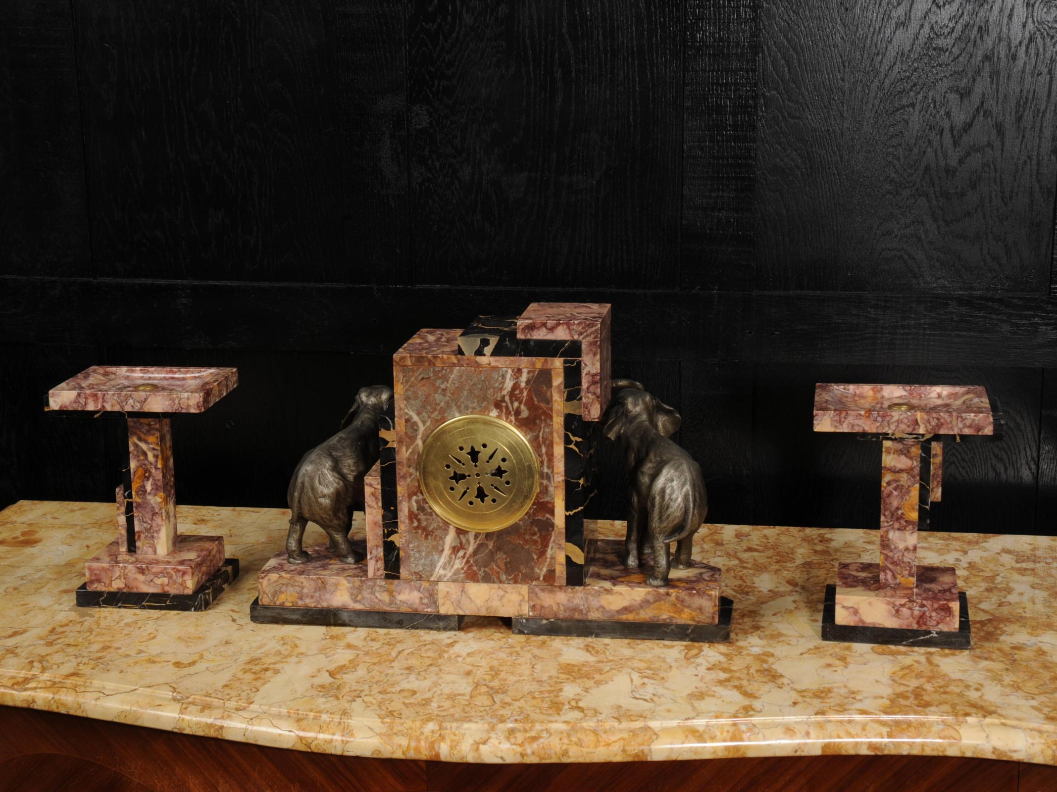 Art Deco Clock Set ~ Elephants For Sale 13