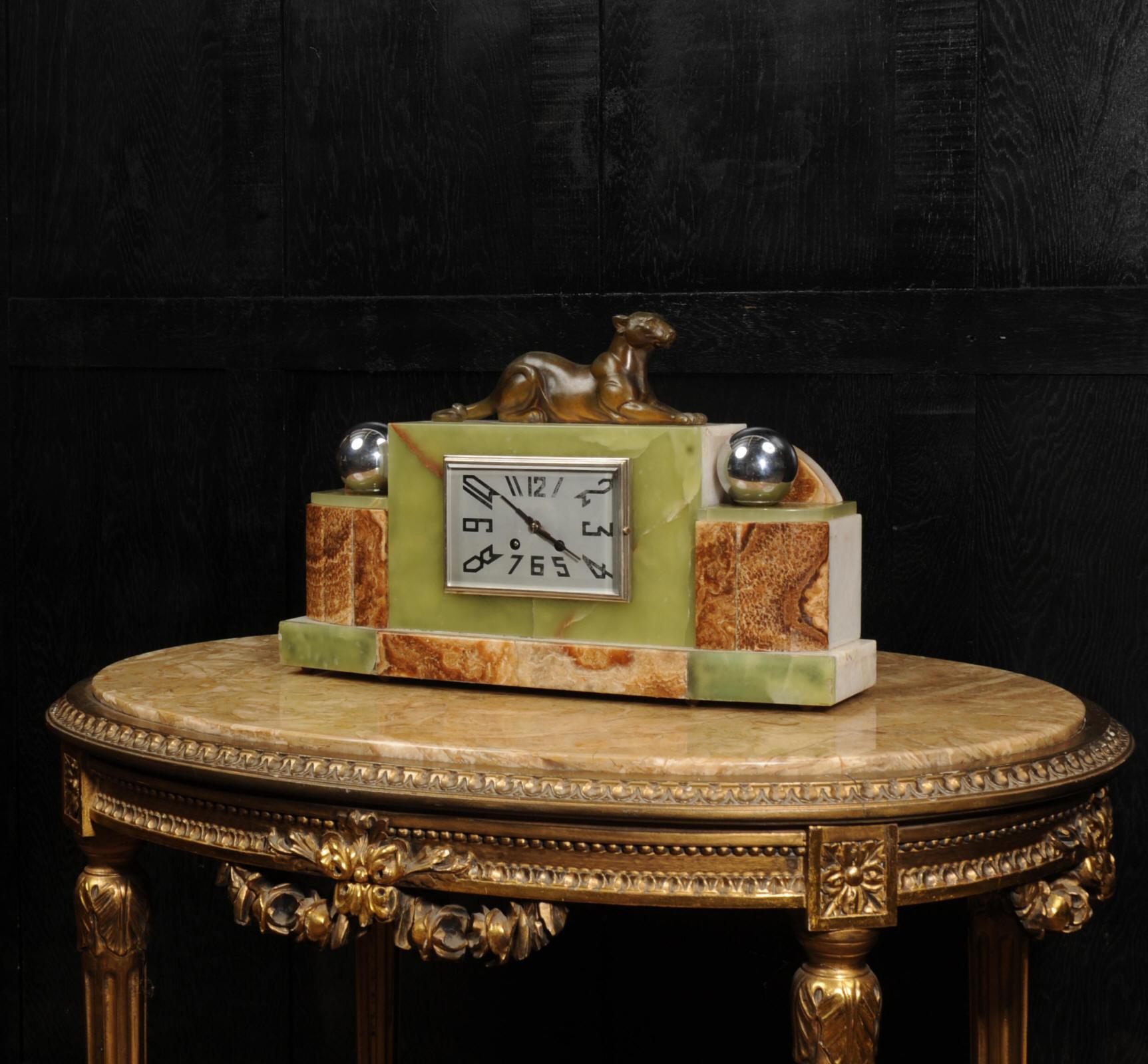 20th Century Art Deco Clock - The Lioness - Antique French Michel Decoux