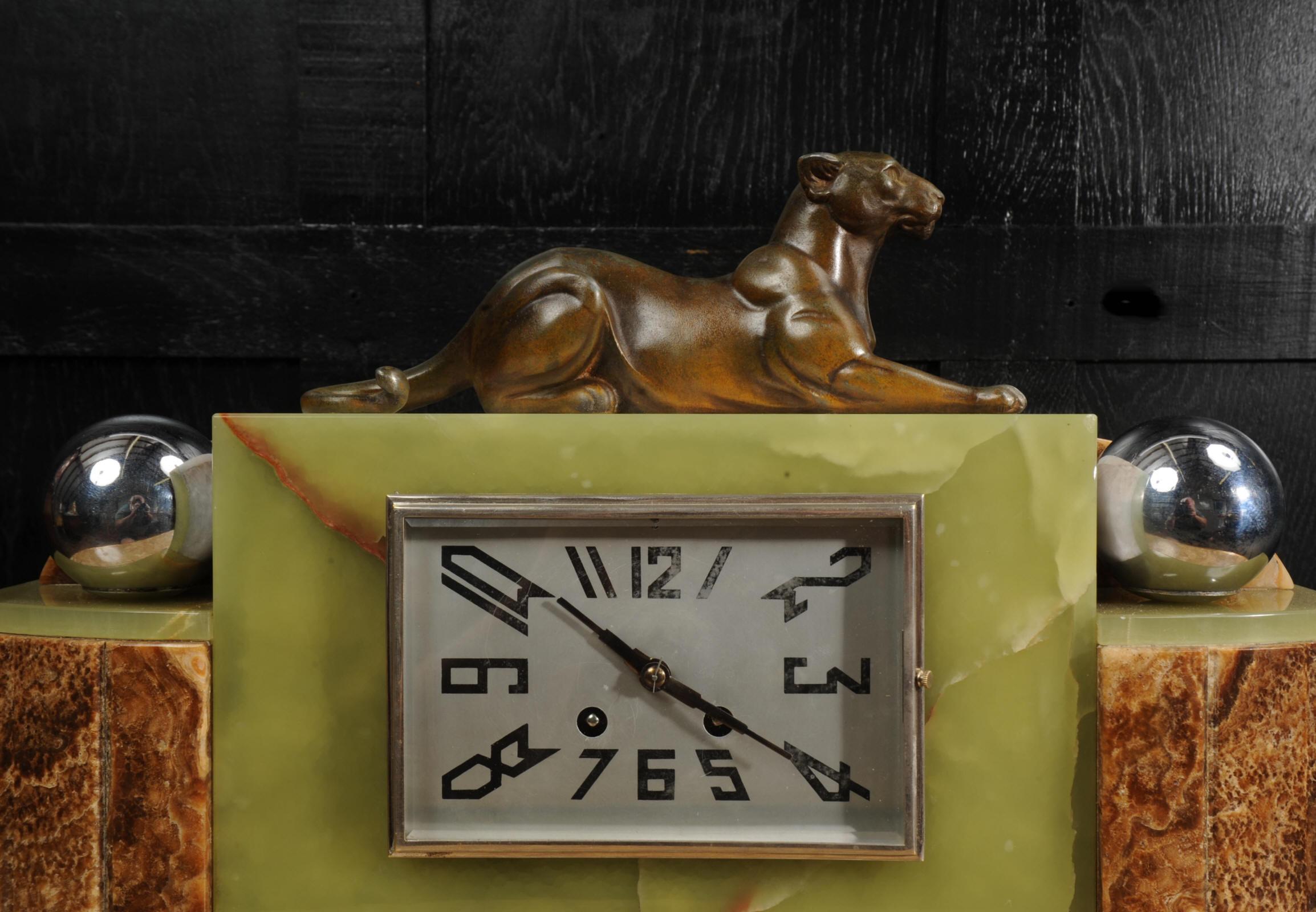 Art Deco Clock - The Lioness - Antique French Michel Decoux 3