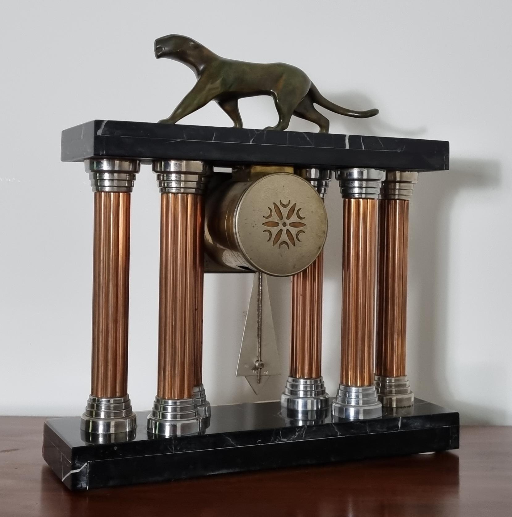 Art Deco Clock with Bronze Panther by Decoux 4