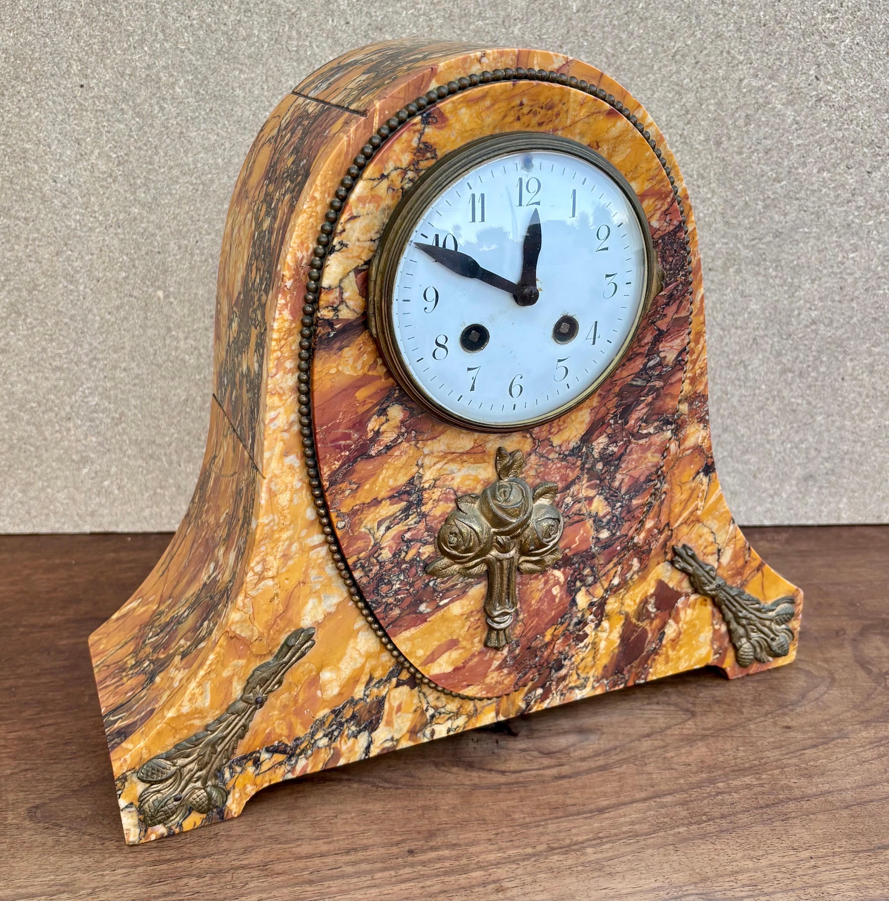 Art Deco Clock With Marble Trim, 1890s, Set Of 3 For Sale 3