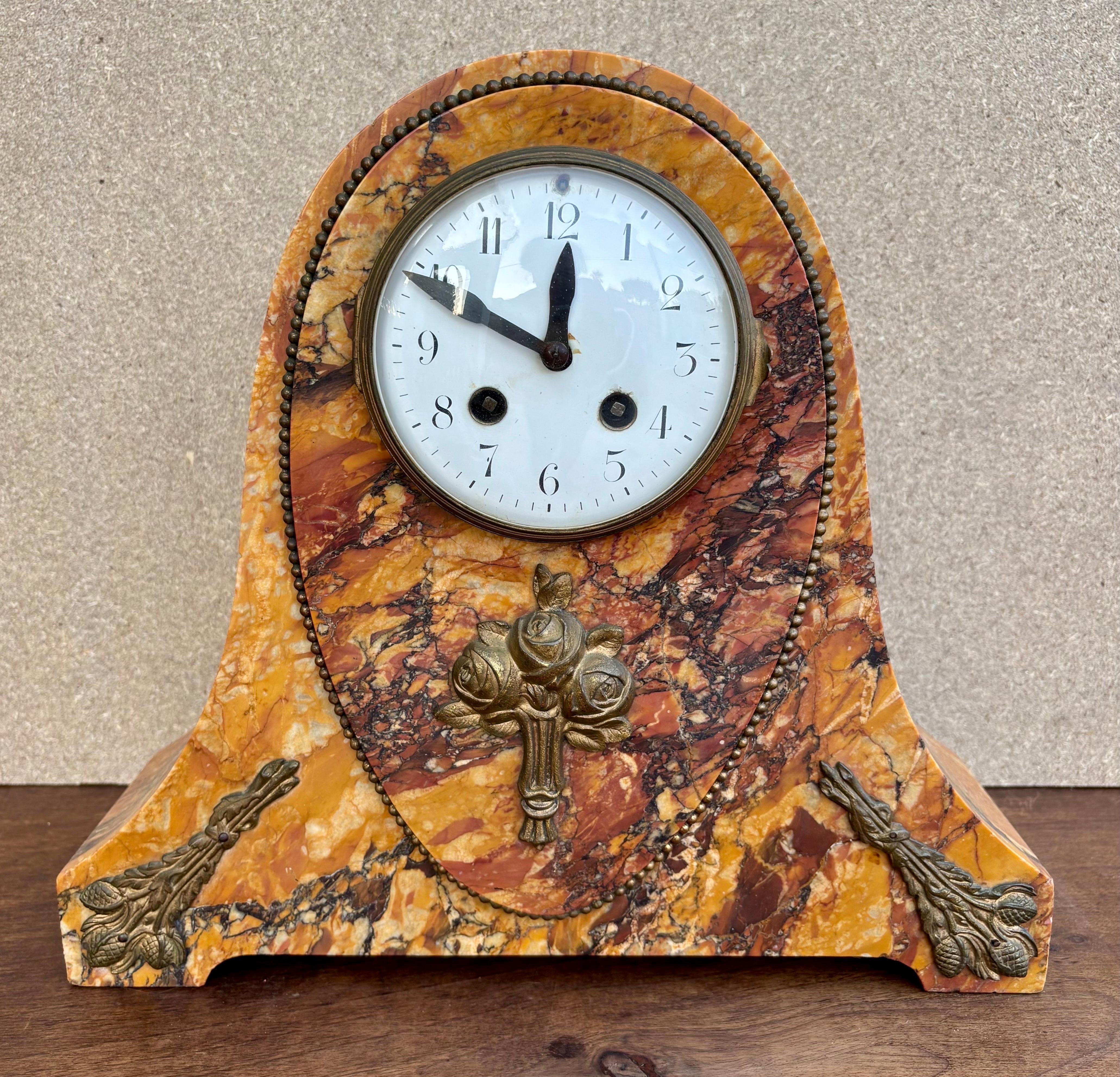 Art Deco Clock With Marble Trim, 1890s, Set Of 3 For Sale 5