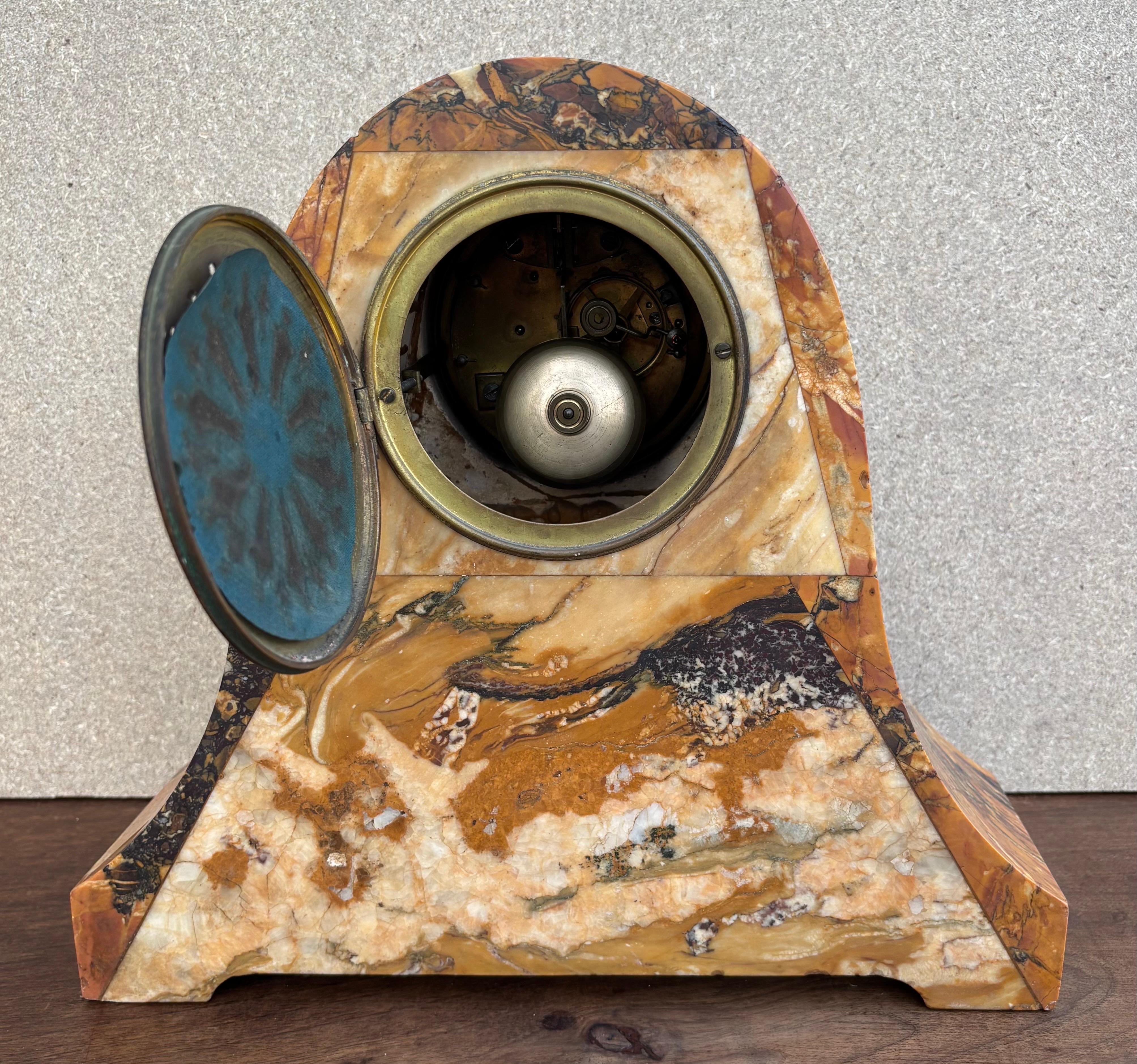 Bronze Art Deco Clock With Marble Trim, 1890s, Set Of 3 For Sale