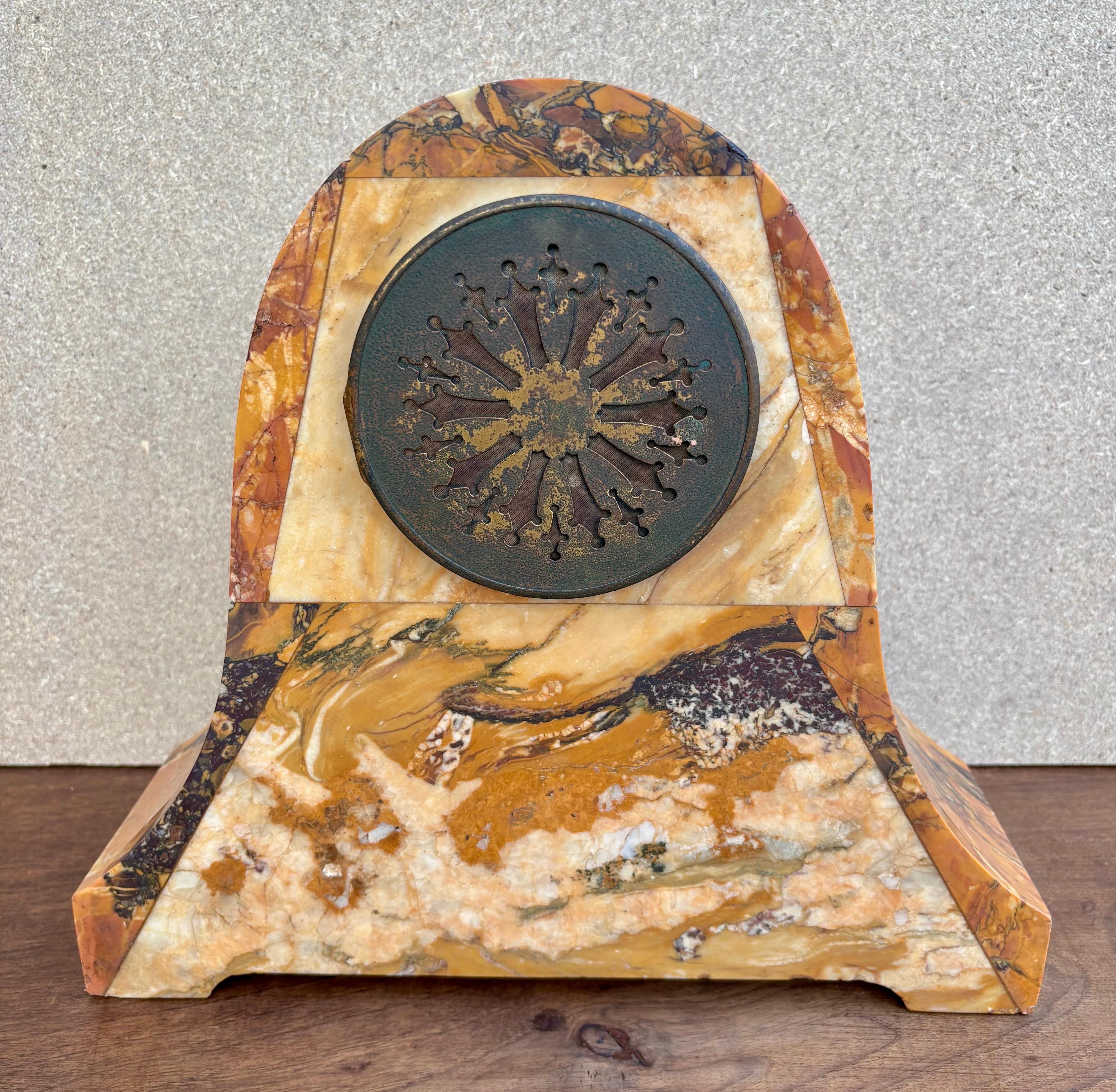 Art Deco Clock With Marble Trim, 1890s, Set Of 3 For Sale 1