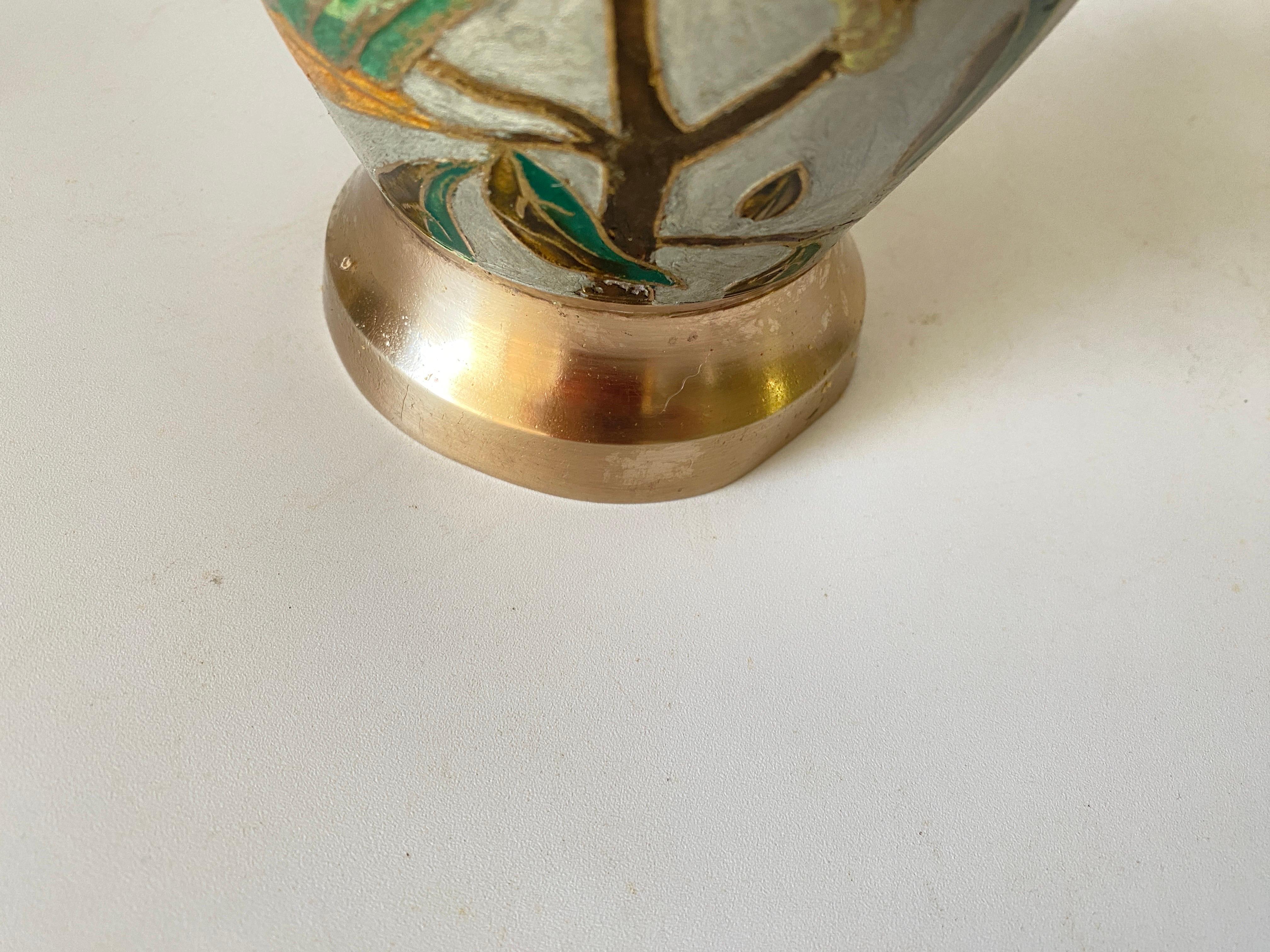 Art Deco Cloisoné Vase, with Colored Flowers Pattern, France, 20th Century For Sale 1