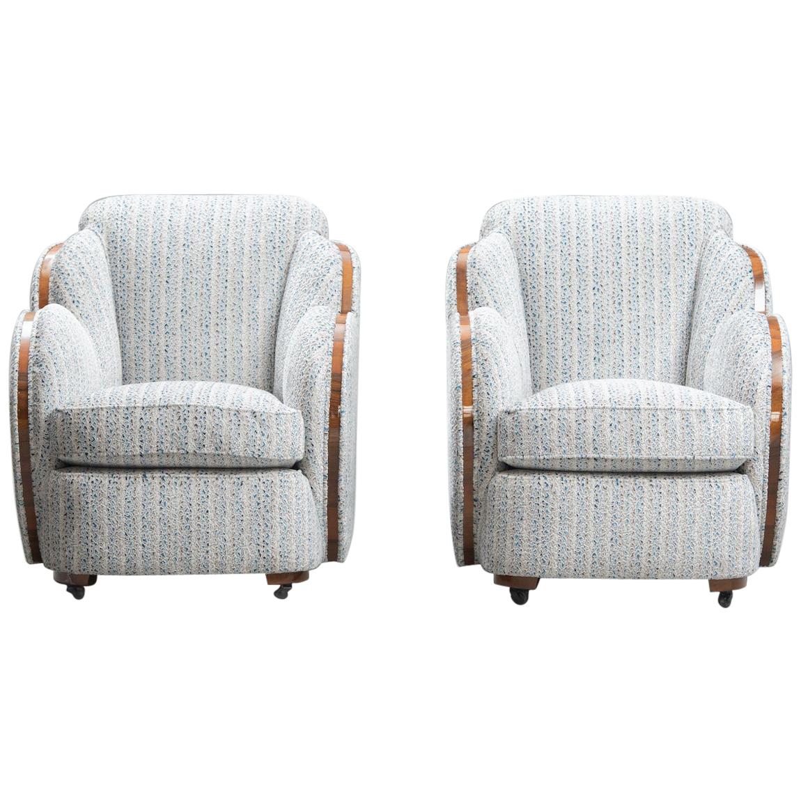 Art Deco Cloud Back Armchairs by Harry and Lou Epstein One Pair
