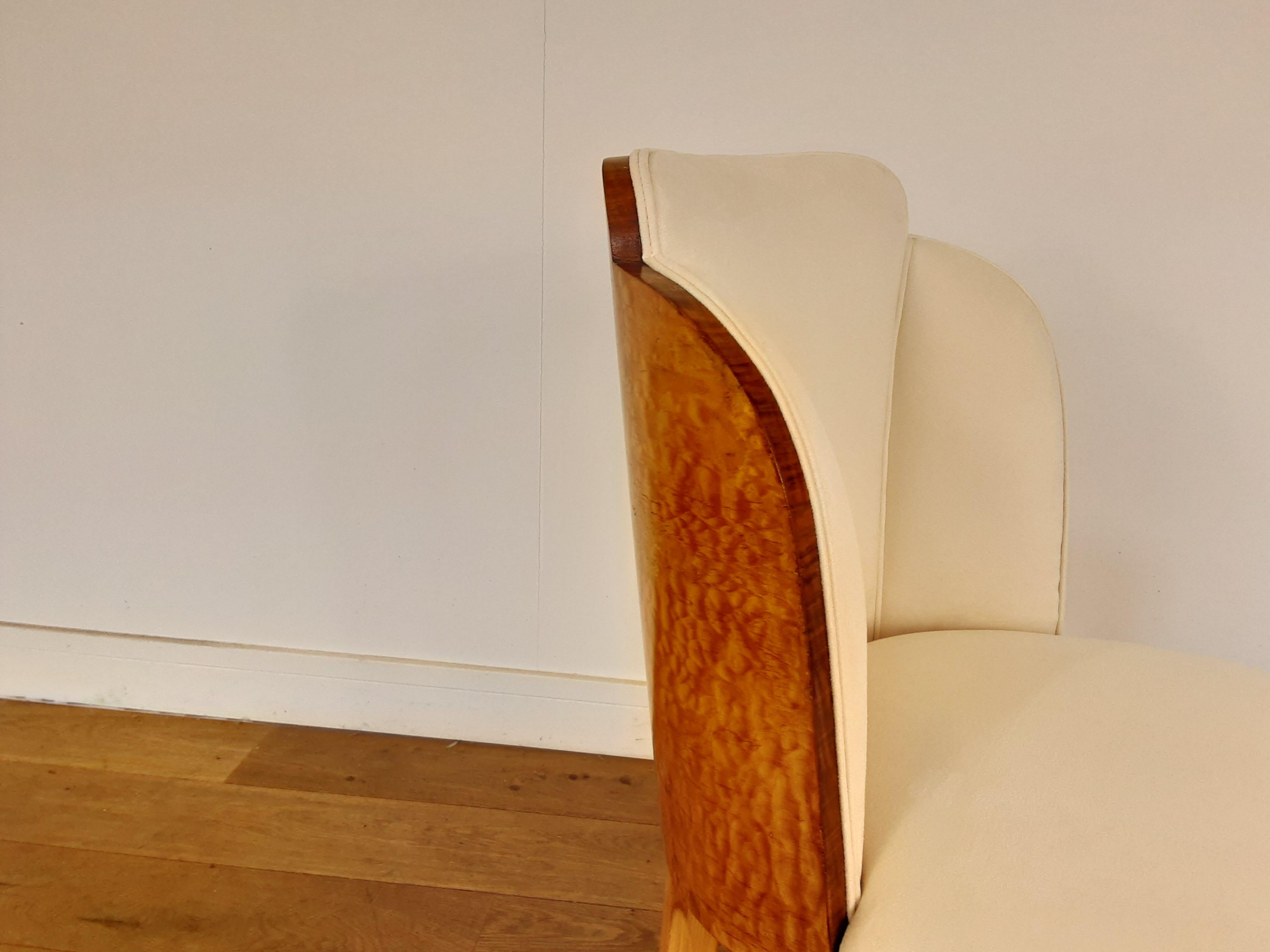 Four Art Deco Cloud Back Chairs in Birdseye Maple by Epstein British, circa 1930 8