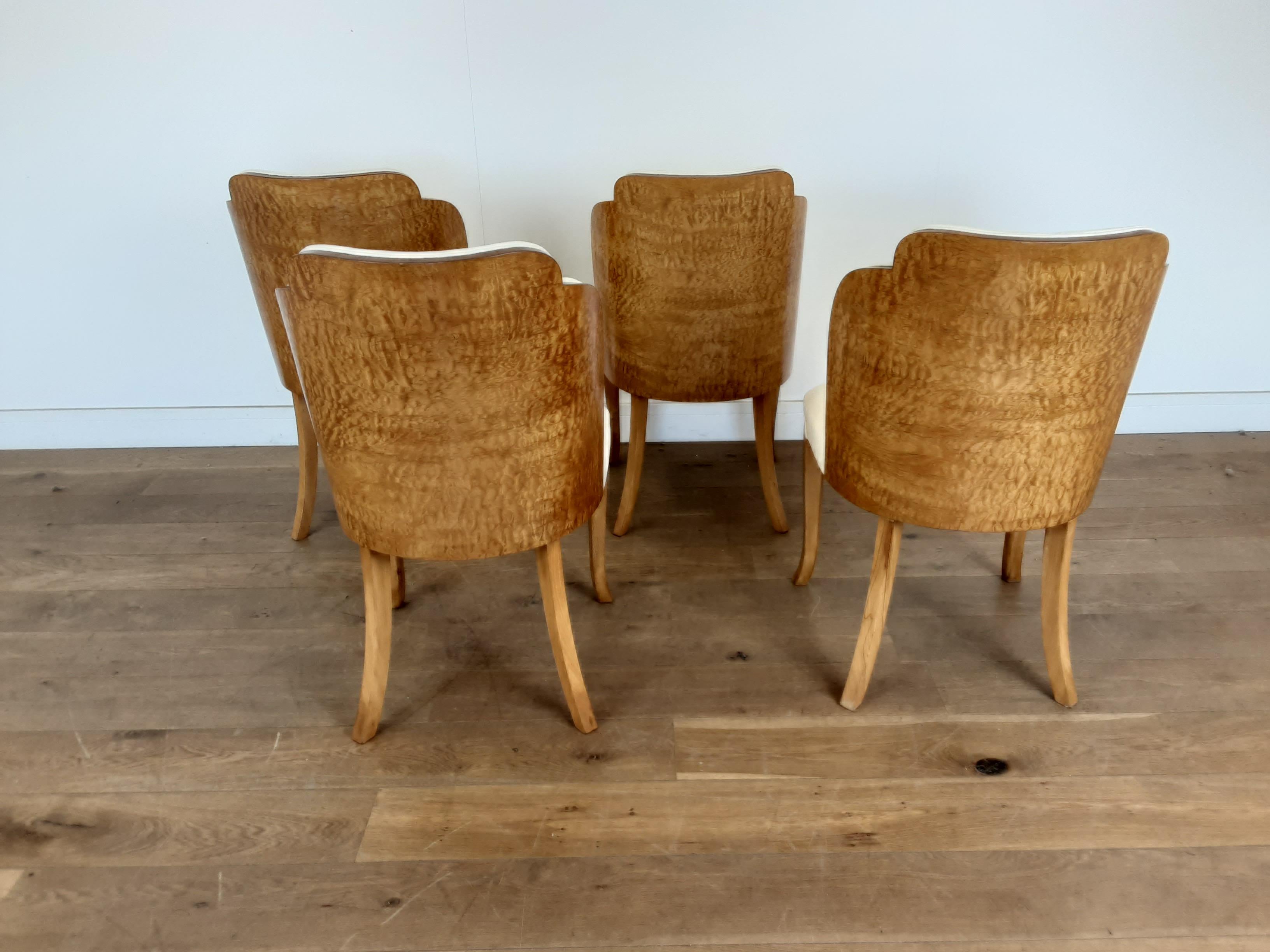 Four Art Deco Cloud Back Chairs in Birdseye Maple by Epstein British, circa 1930 In Good Condition In London, GB