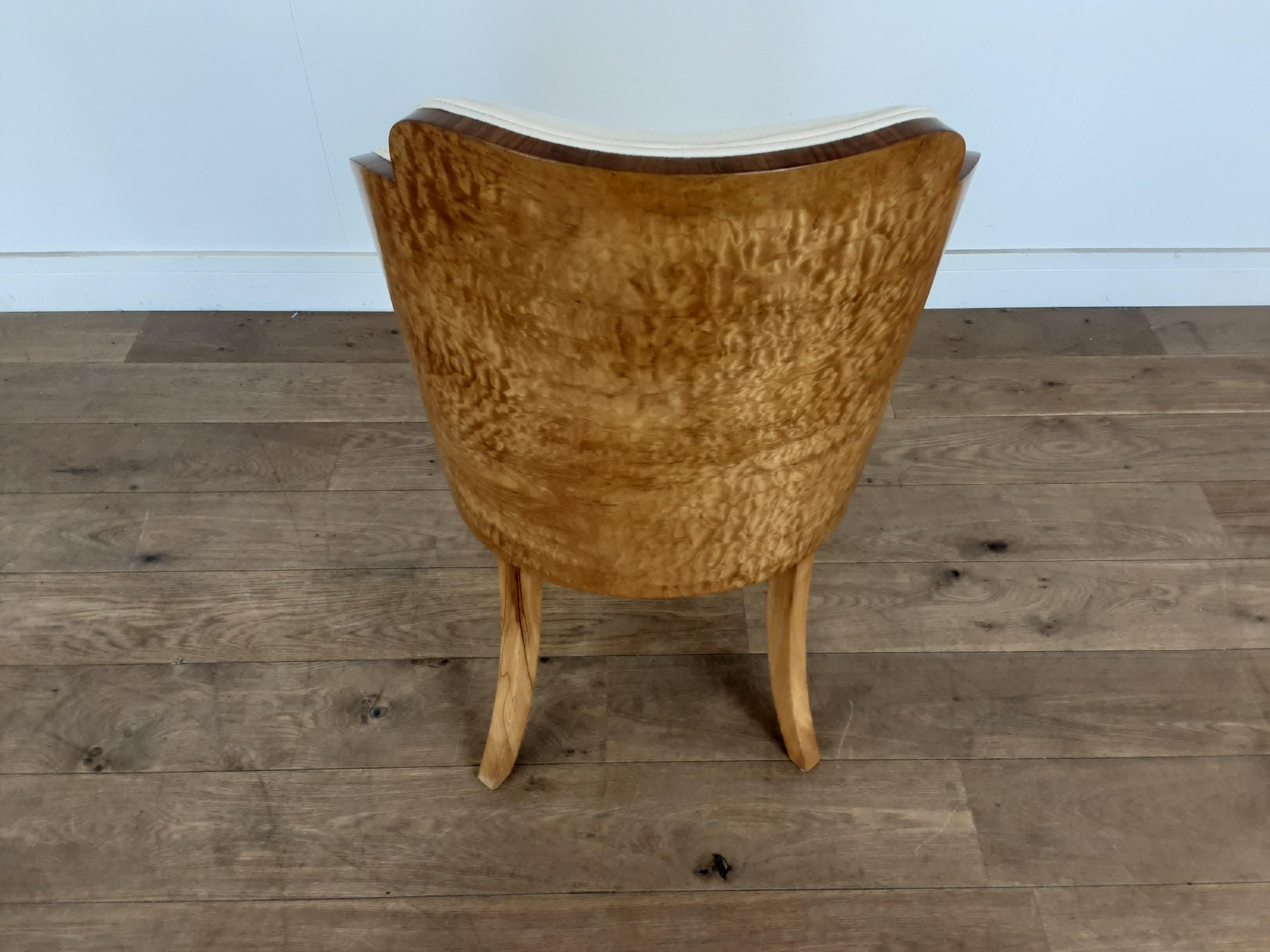 20th Century Four Art Deco Cloud Back Chairs in Birdseye Maple by Epstein British, circa 1930