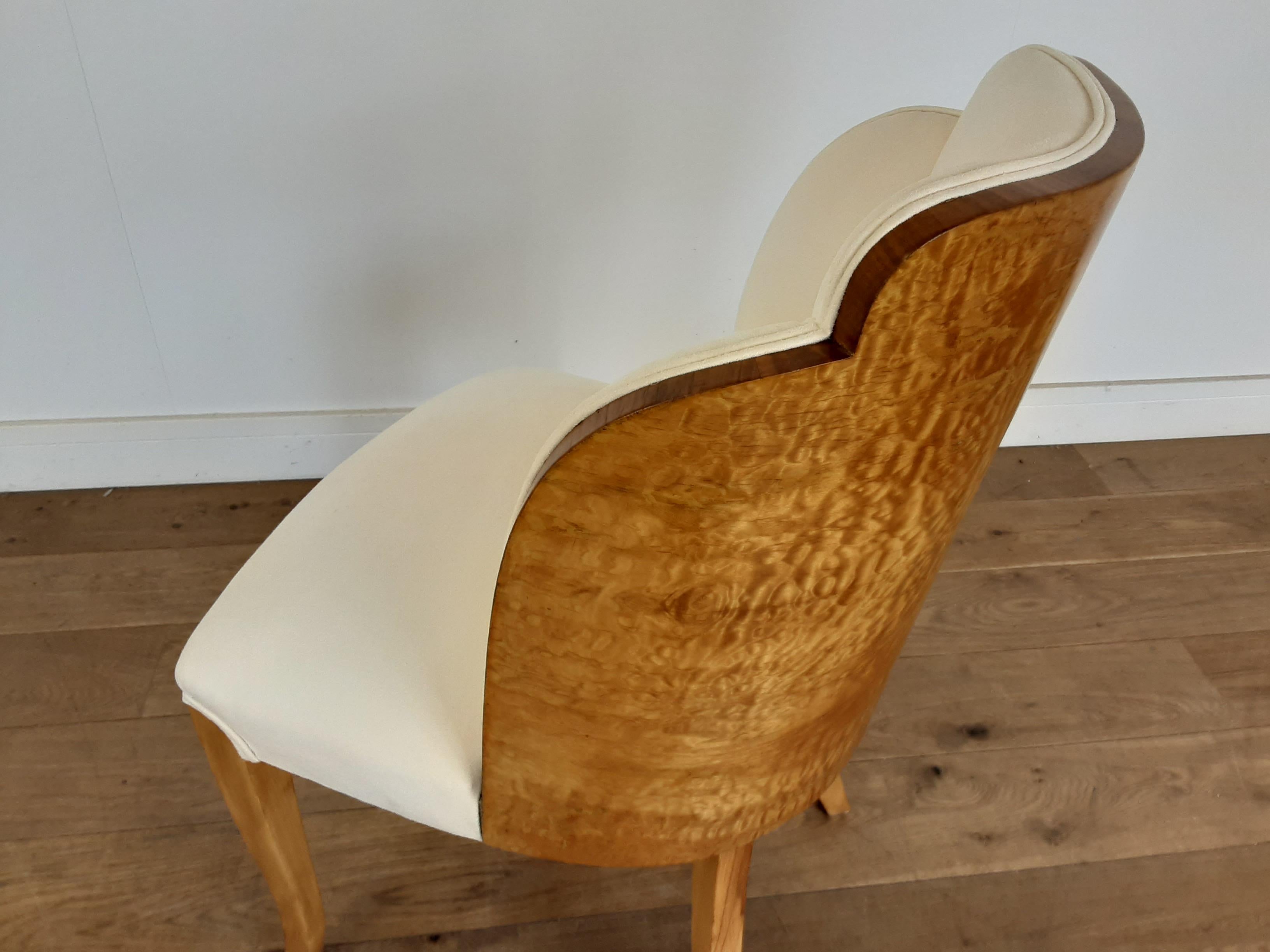 Four Art Deco Cloud Back Chairs in Birdseye Maple by Epstein British, circa 1930 2