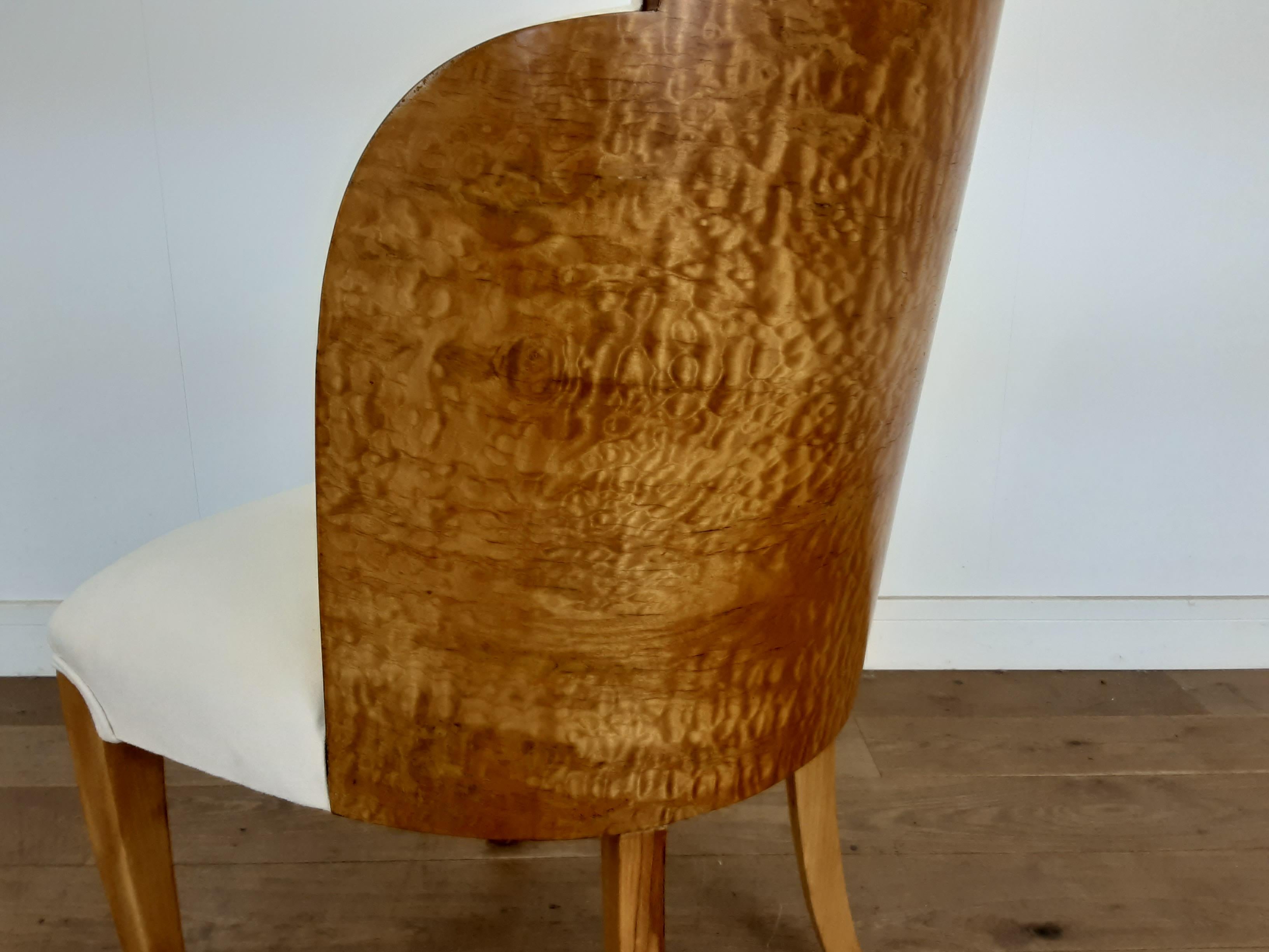 Four Art Deco Cloud Back Chairs in Birdseye Maple by Epstein British, circa 1930 4