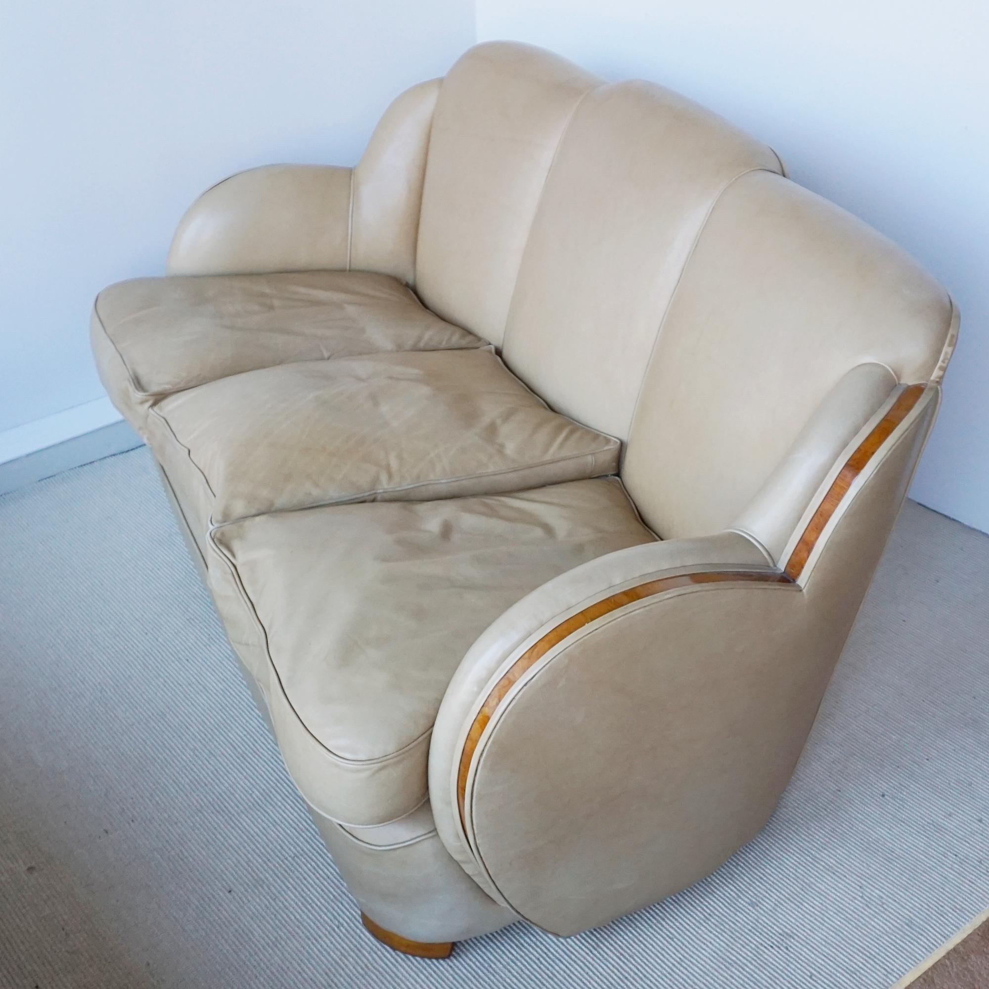 Early 20th Century Art Deco 'Cloud Sofa' by Harry & Lou Epstein with Vintage Upholstery
