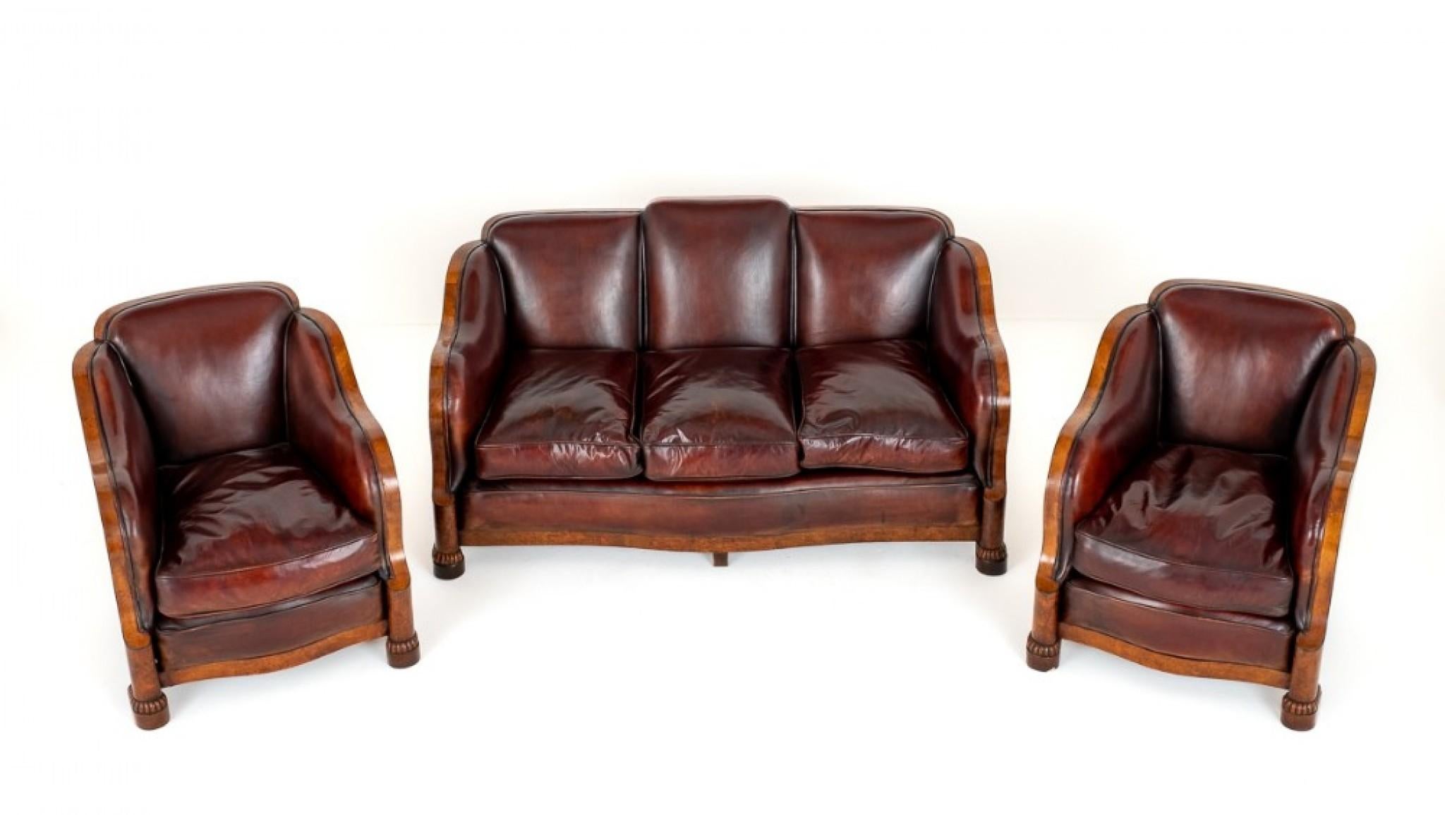 Mid-20th Century Art Deco Cloud Suite Club Chairs Couch Period, 1930 For Sale