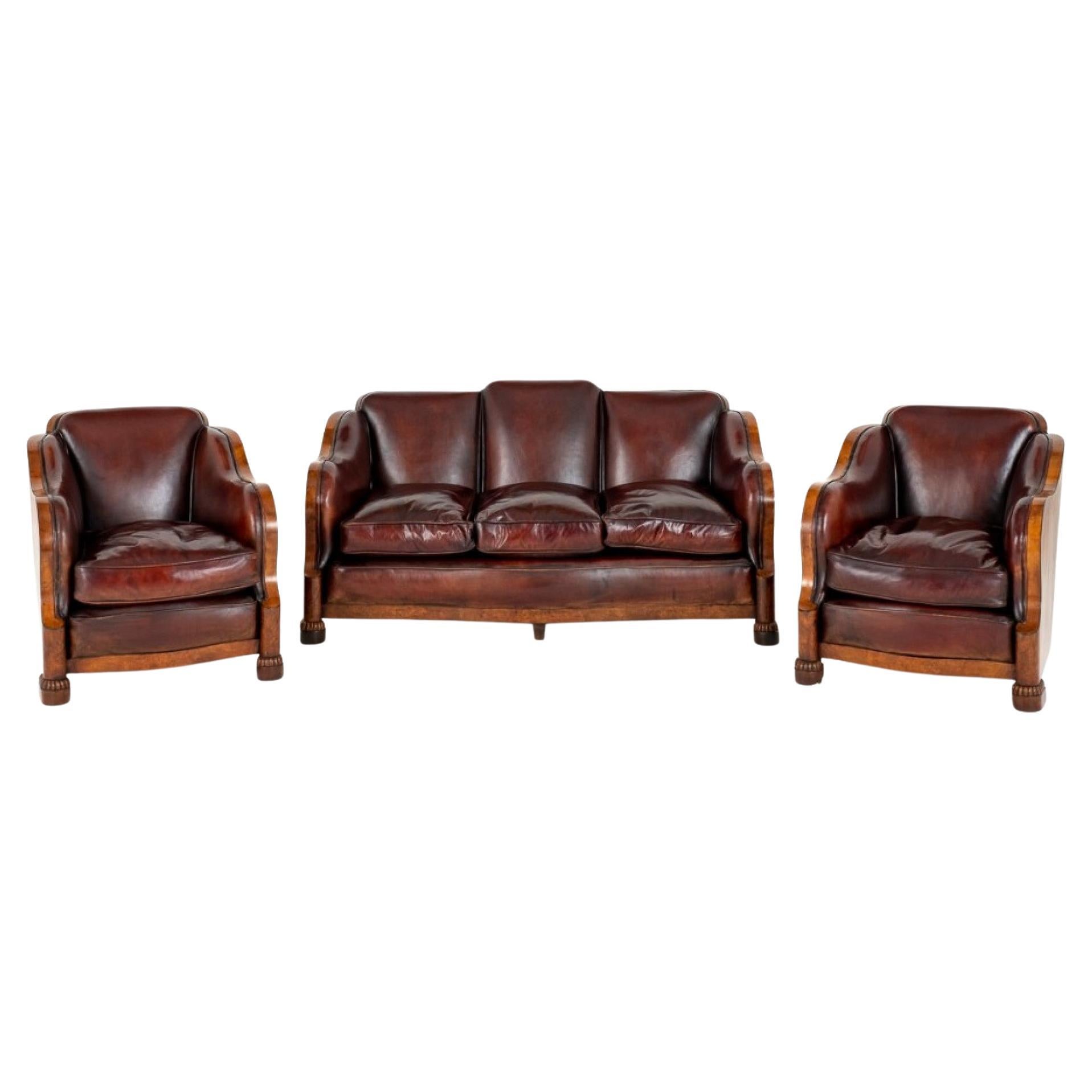 Art Deco Cloud Suite Club Chairs Couch Period, 1930 For Sale