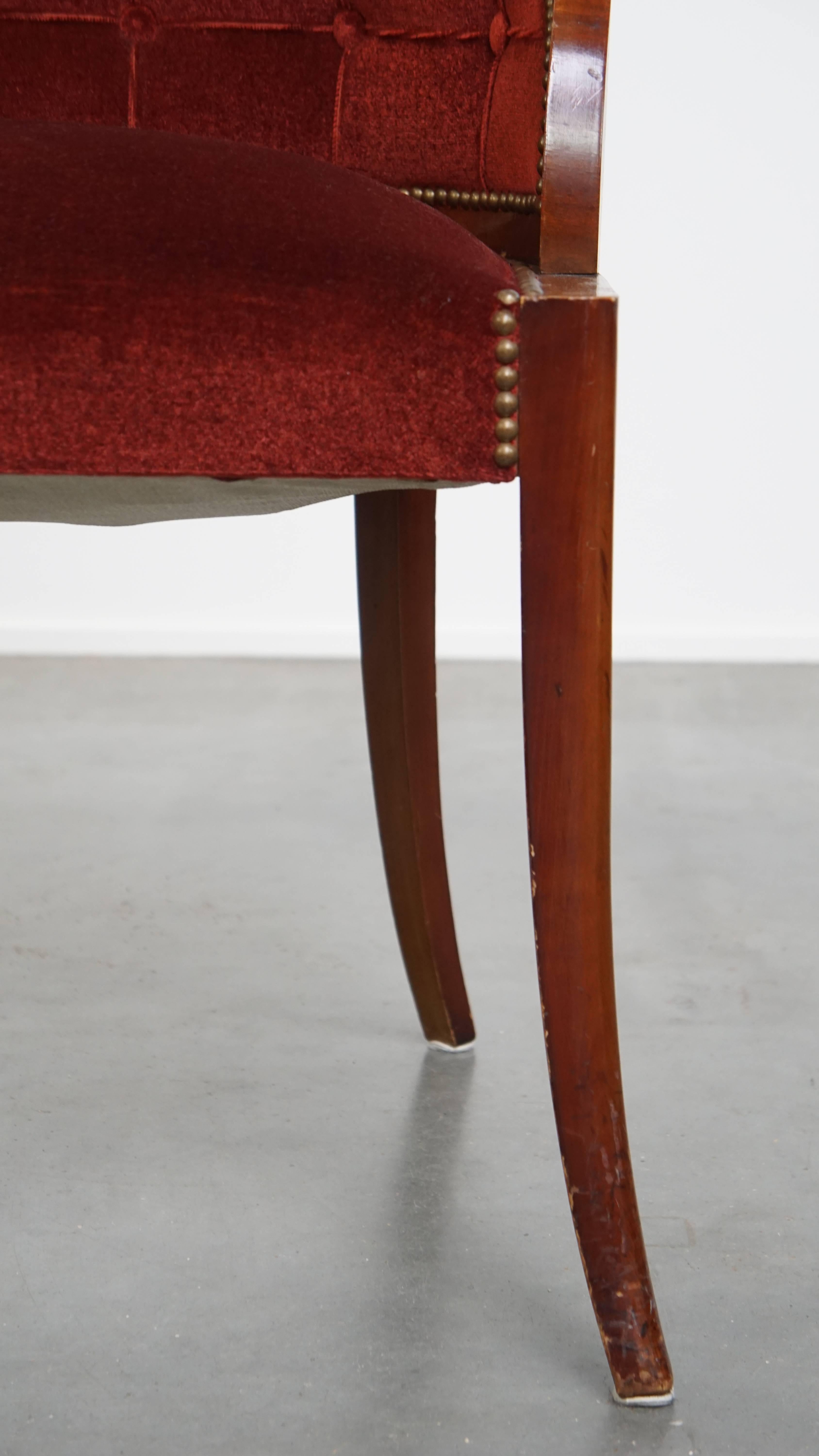 Art Deco “clouds” dining room/side chair with luxurious red upholstery For Sale 3