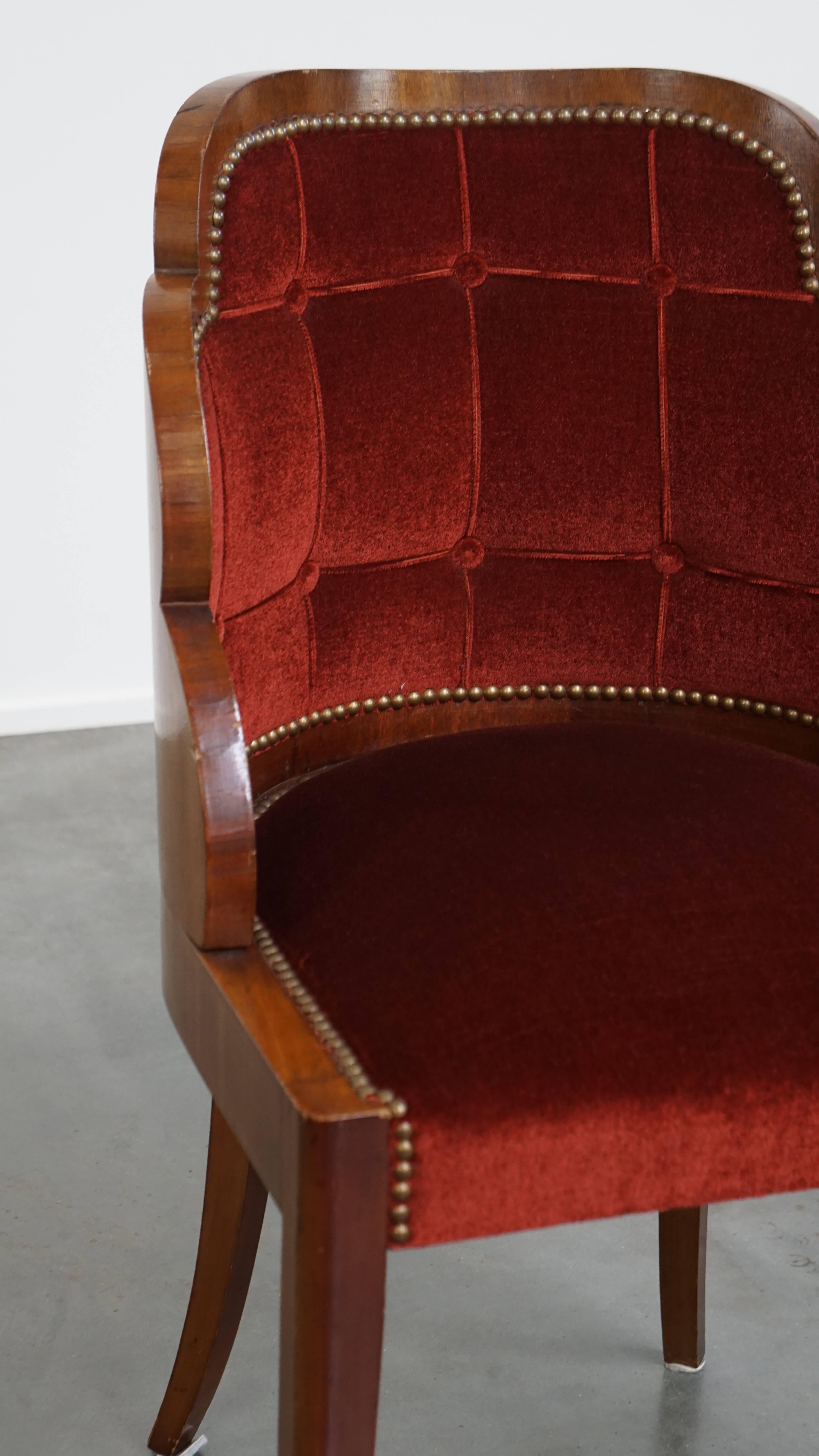 Art Deco “clouds” dining room/side chair with luxurious red upholstery For Sale 4