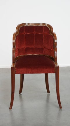 Art Deco “clouds” dining room/side chair with luxurious red upholstery