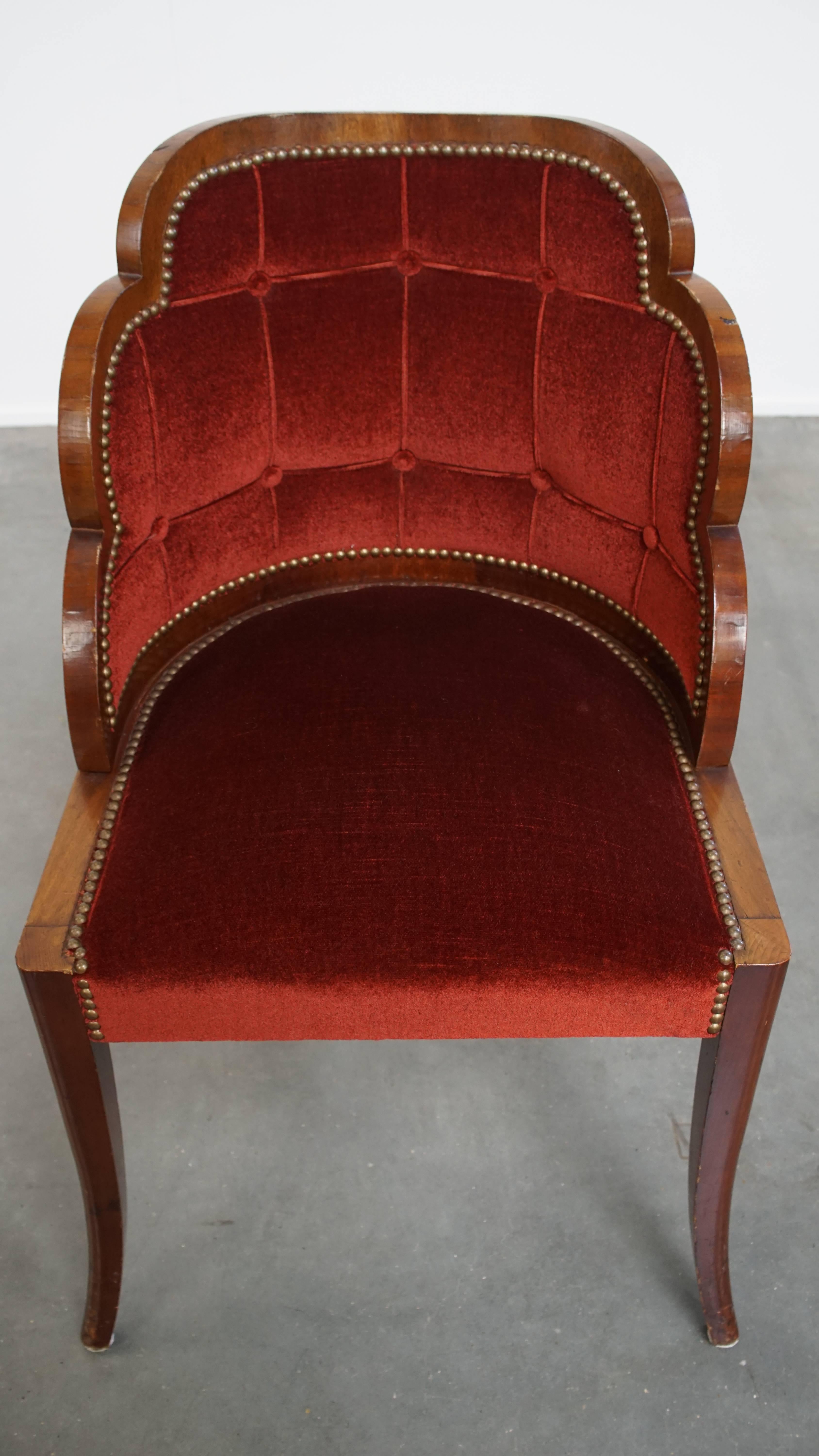 20th Century Art Deco “clouds” dining room/side chair with luxurious red upholstery For Sale