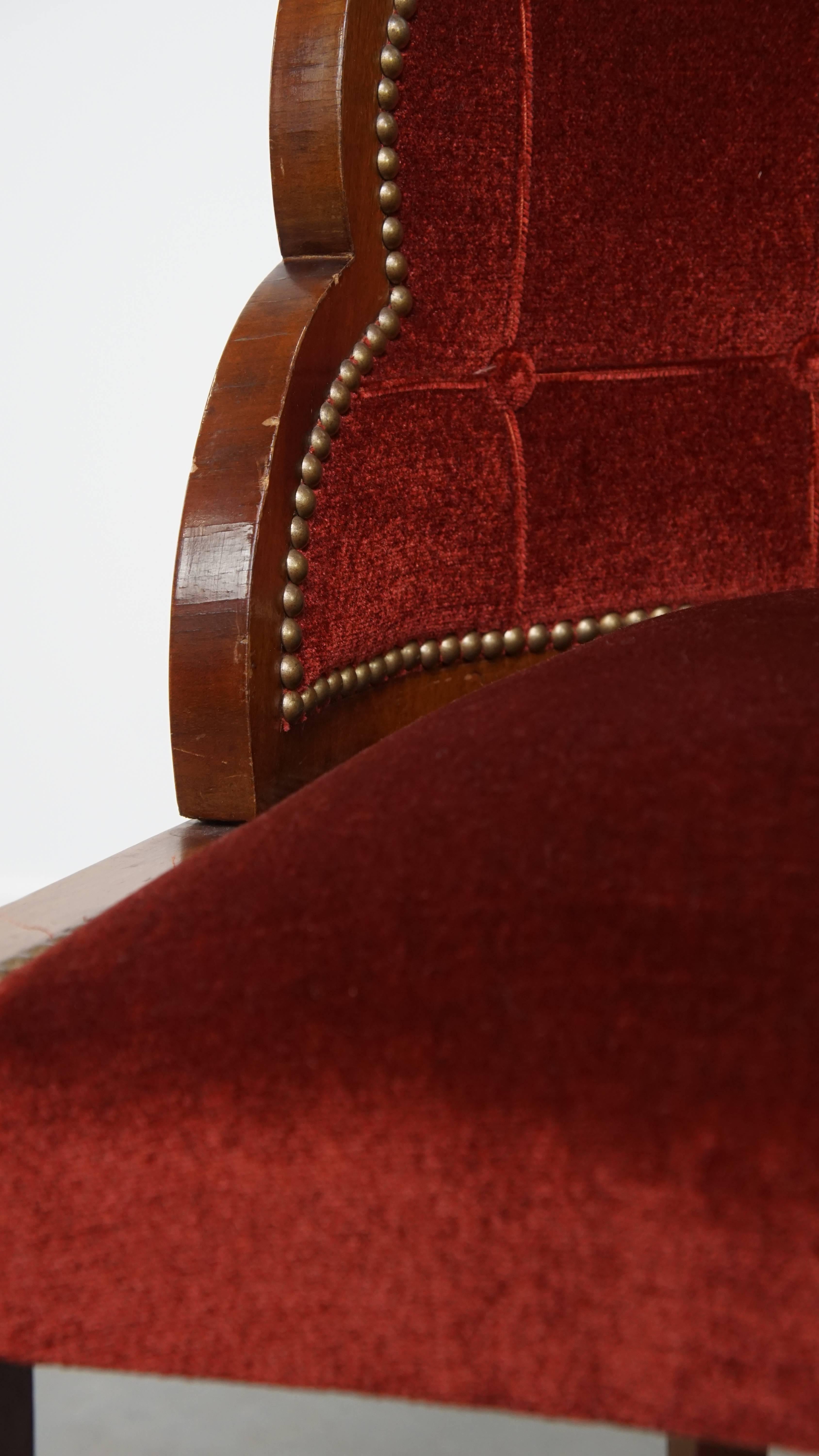 Fabric Art Deco “clouds” dining room/side chair with luxurious red upholstery For Sale