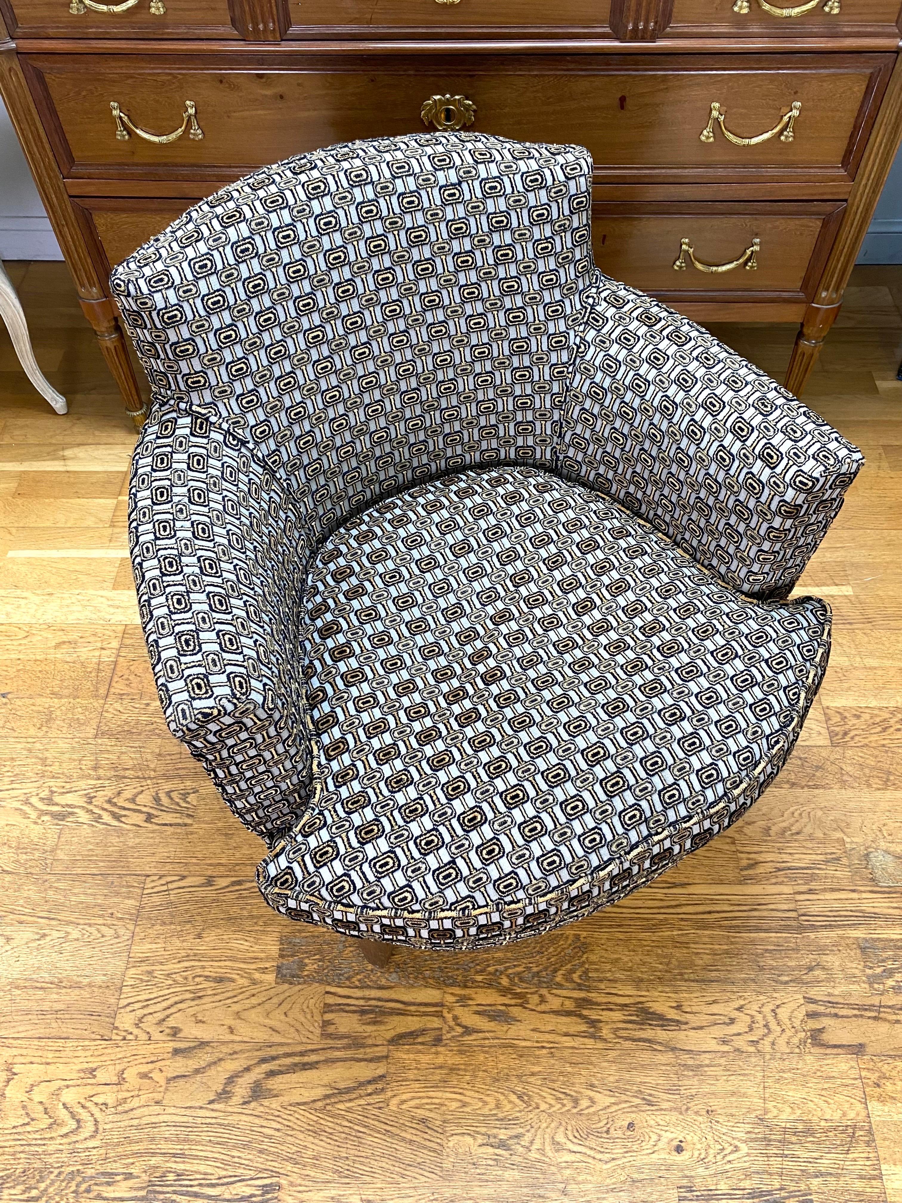 Tapestry Art Deco Club Armchair, Circa 1940 For Sale