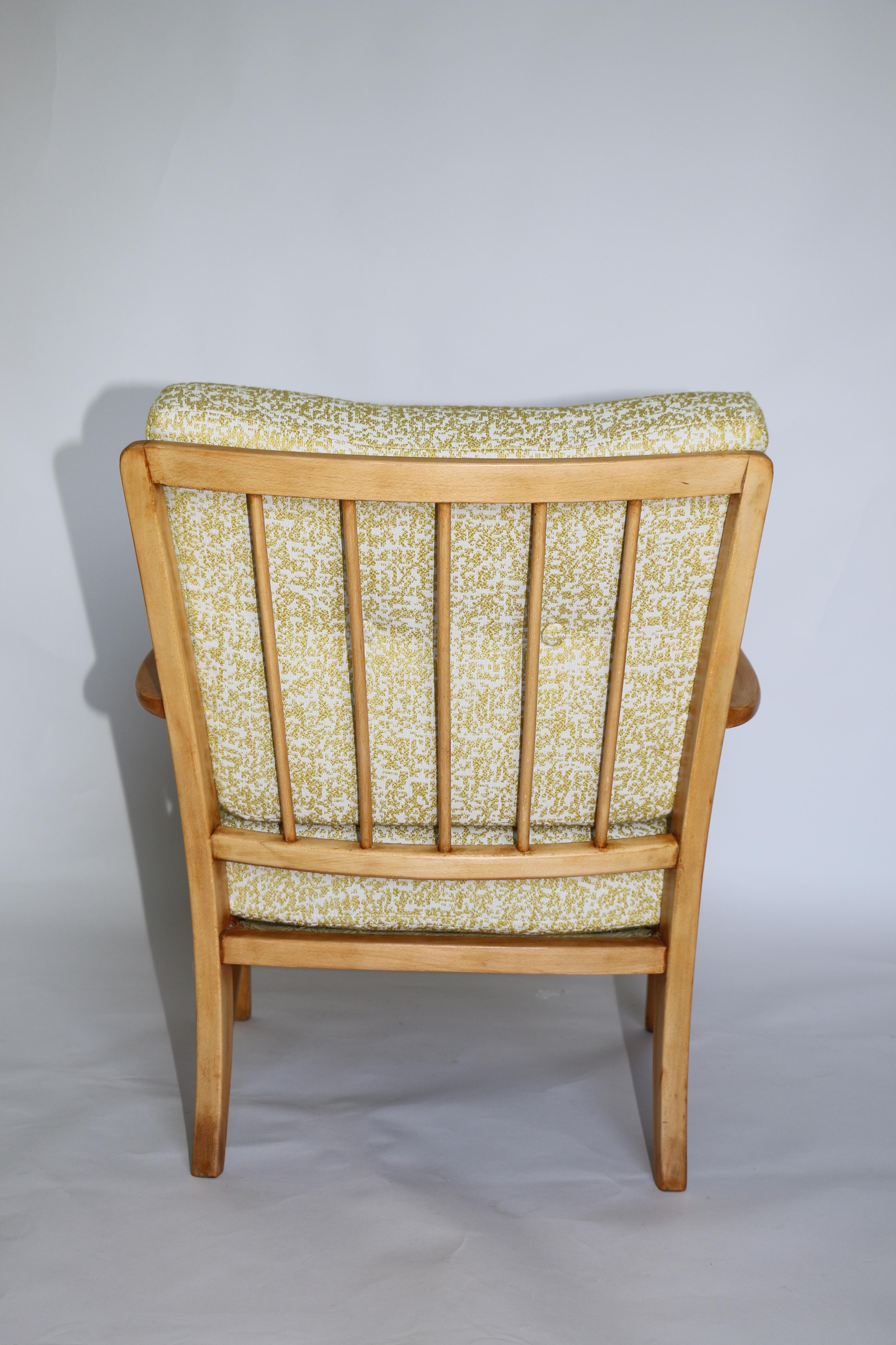 Art Deco Club Armchair in Yellow Color from 20th Century For Sale 3
