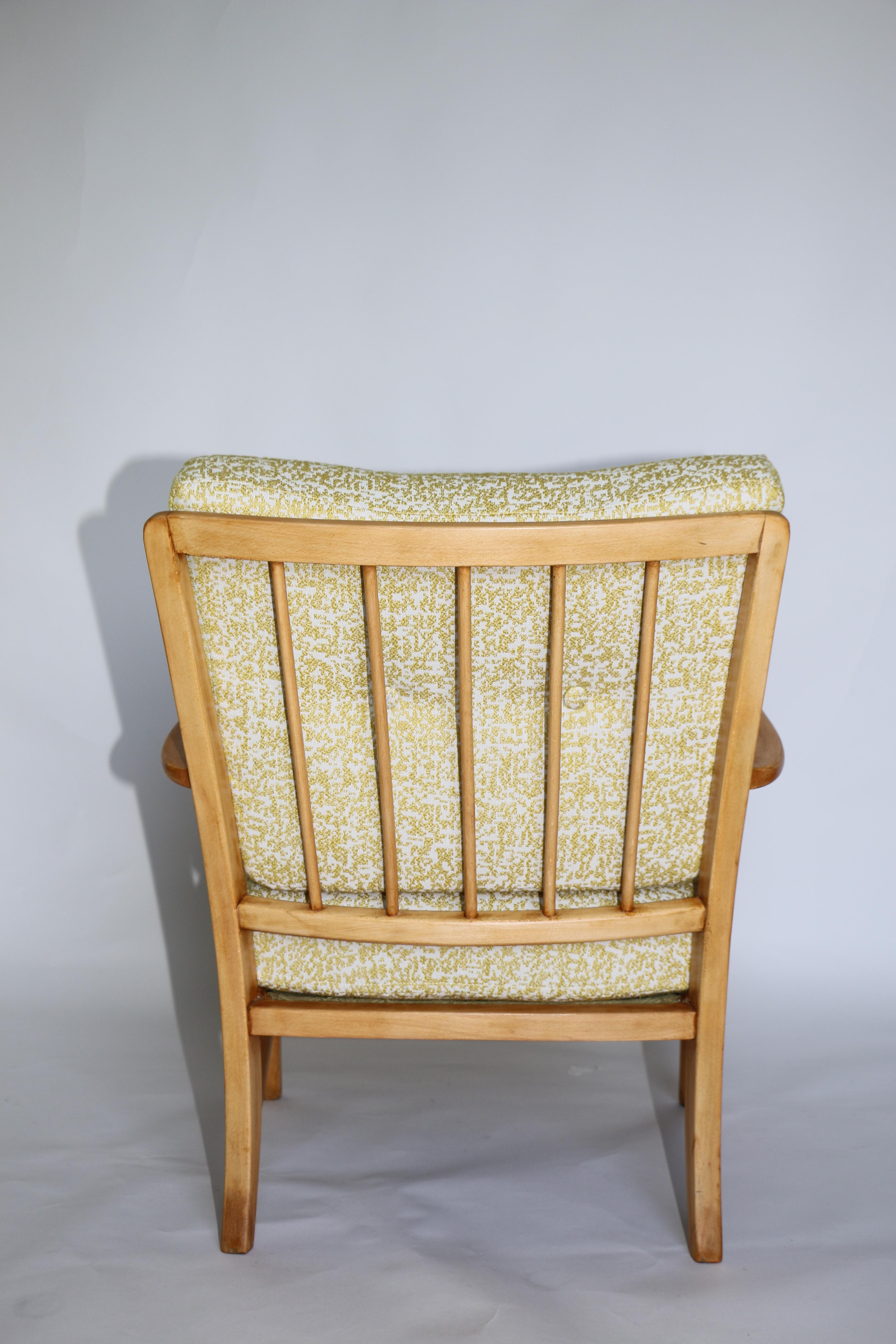 Art Deco Club Armchair in Yellow Color from 20th Century For Sale 4
