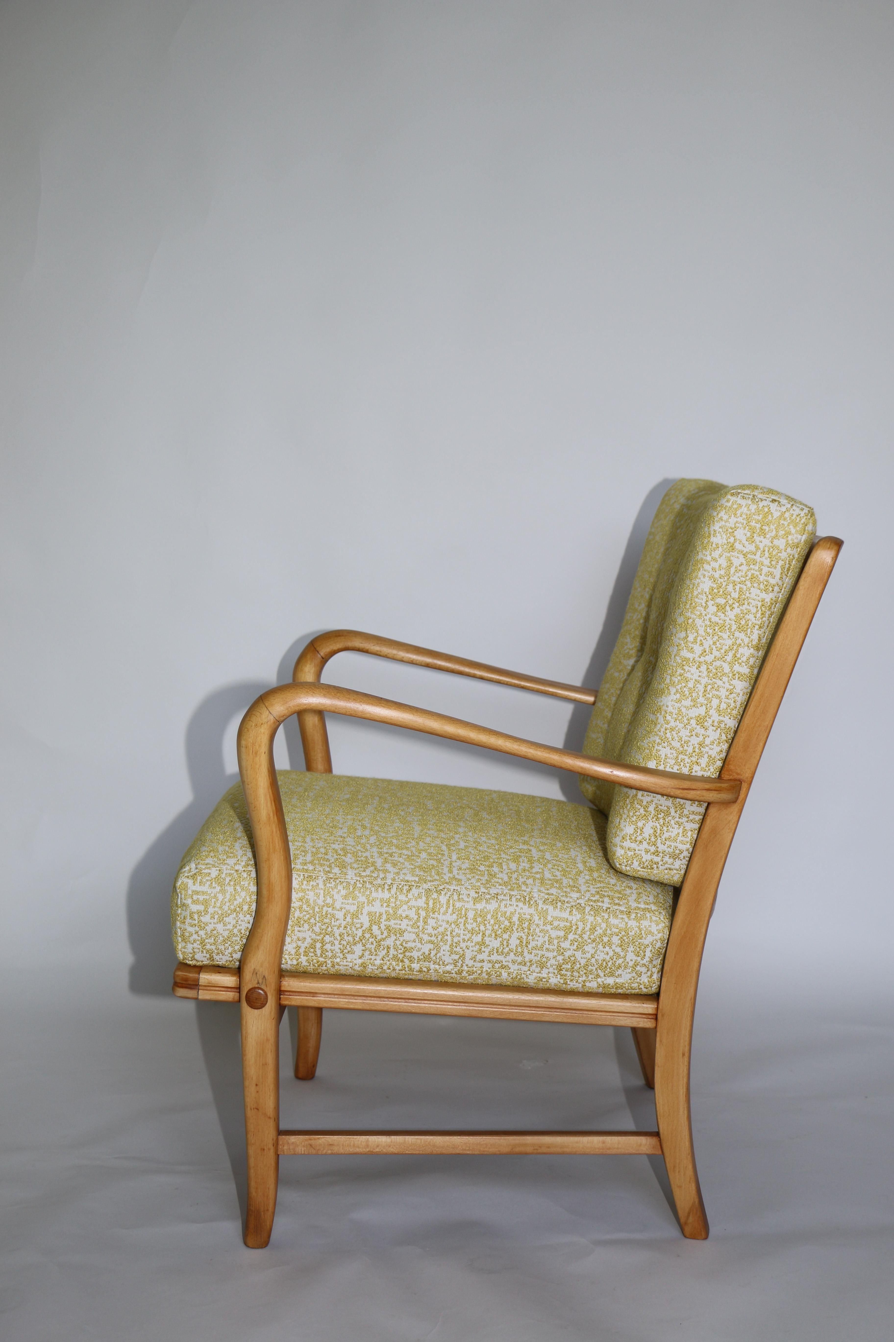 Art Deco Club Armchair in Yellow Color from 20th Century For Sale 6