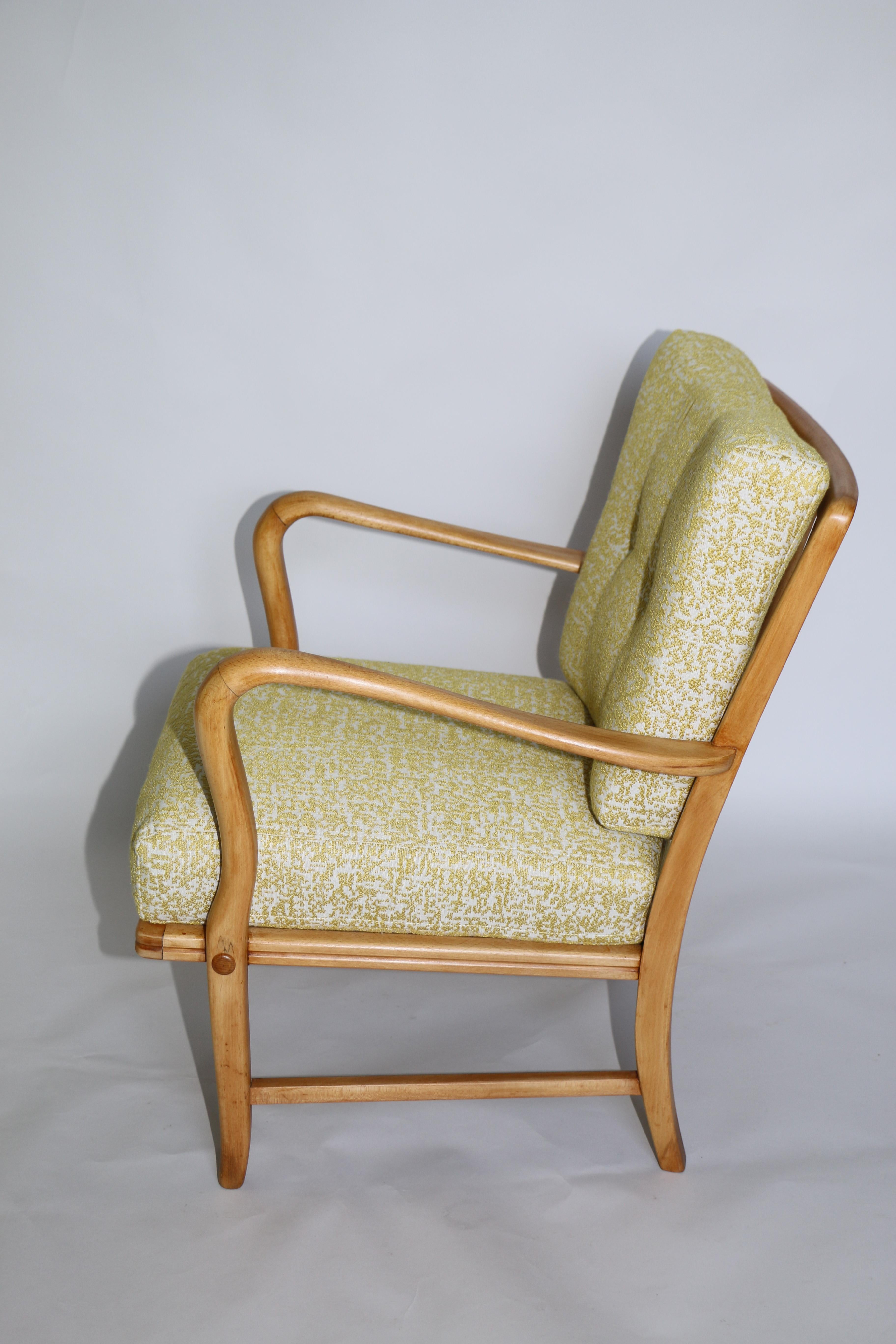 Art Deco Club Armchair in Yellow Color from 20th Century For Sale 7