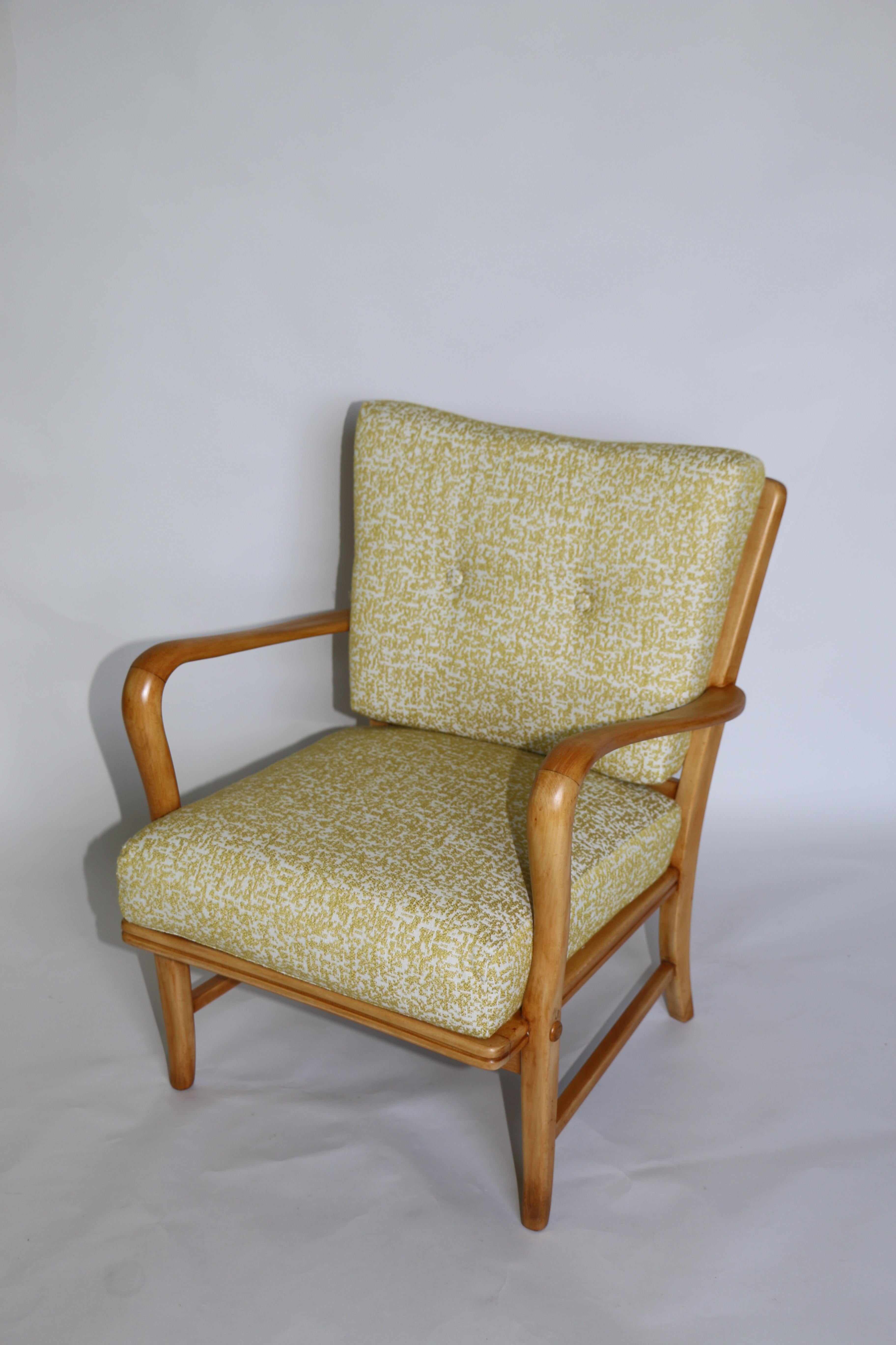 Art Deco Club Armchair in Yellow Color from 20th Century For Sale 8