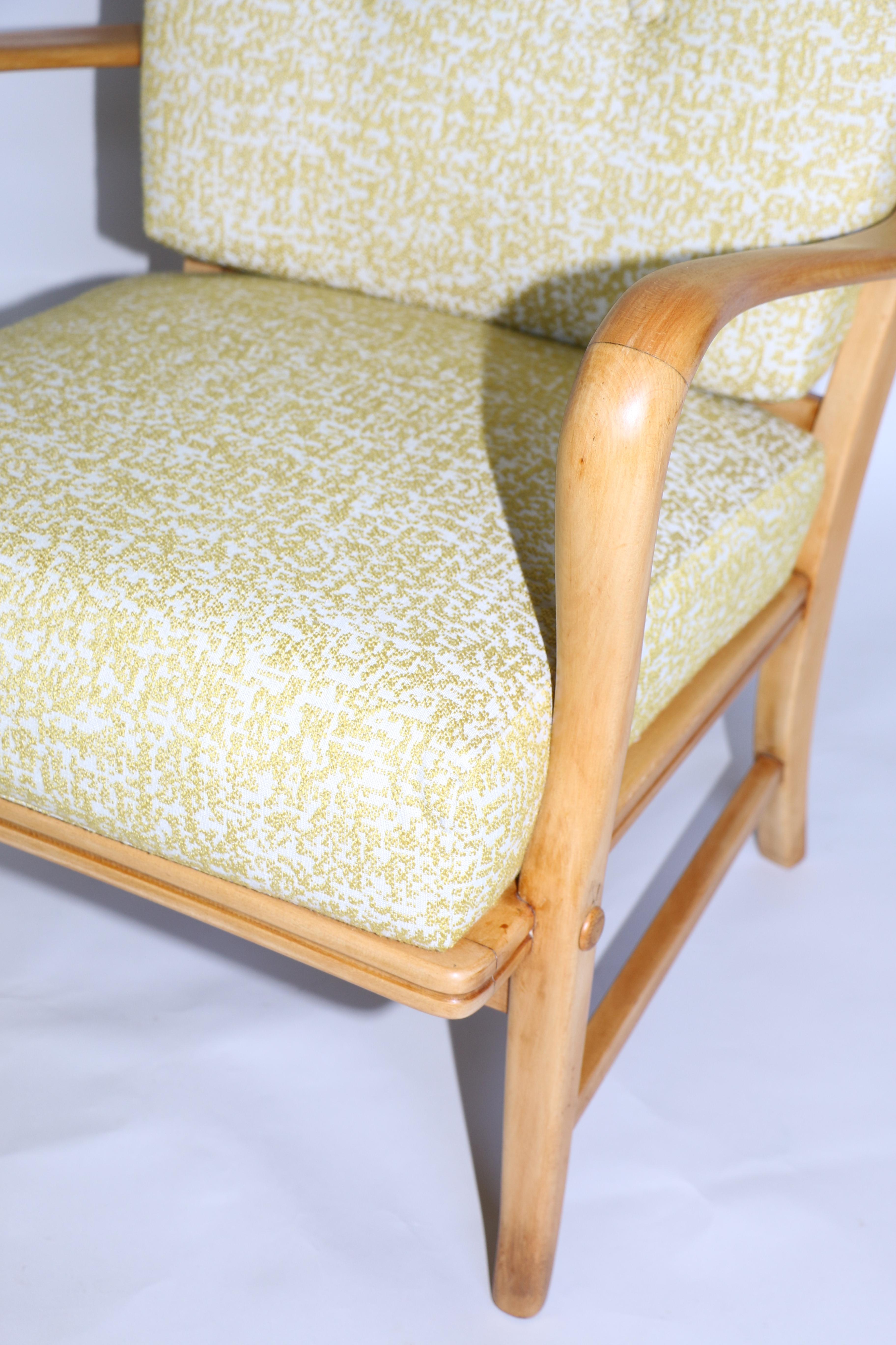 Art Deco Club Armchair in Yellow Color from 20th Century For Sale 9