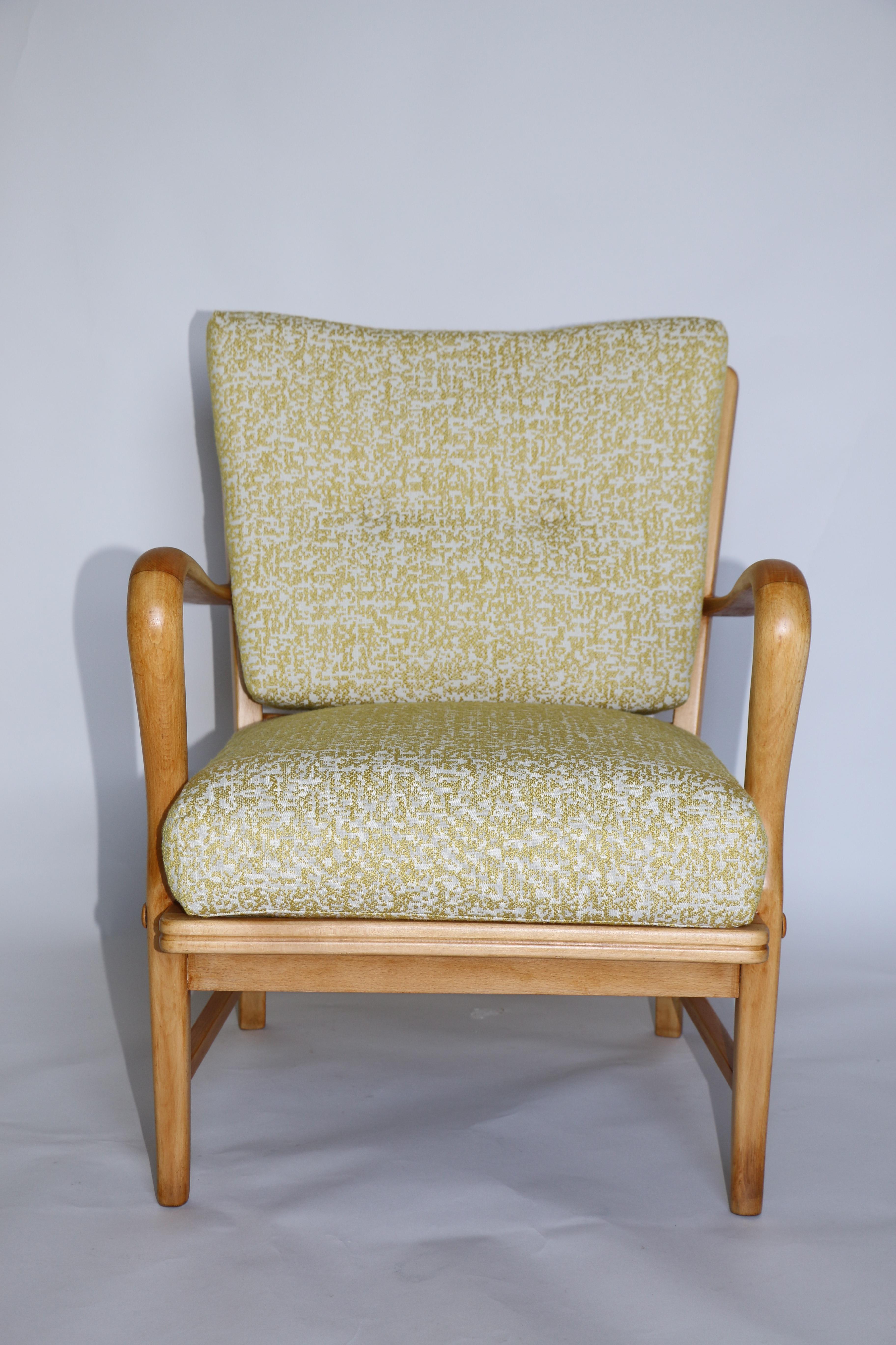Mid-Century Modern Art Deco Club Armchair in Yellow Color from 20th Century For Sale