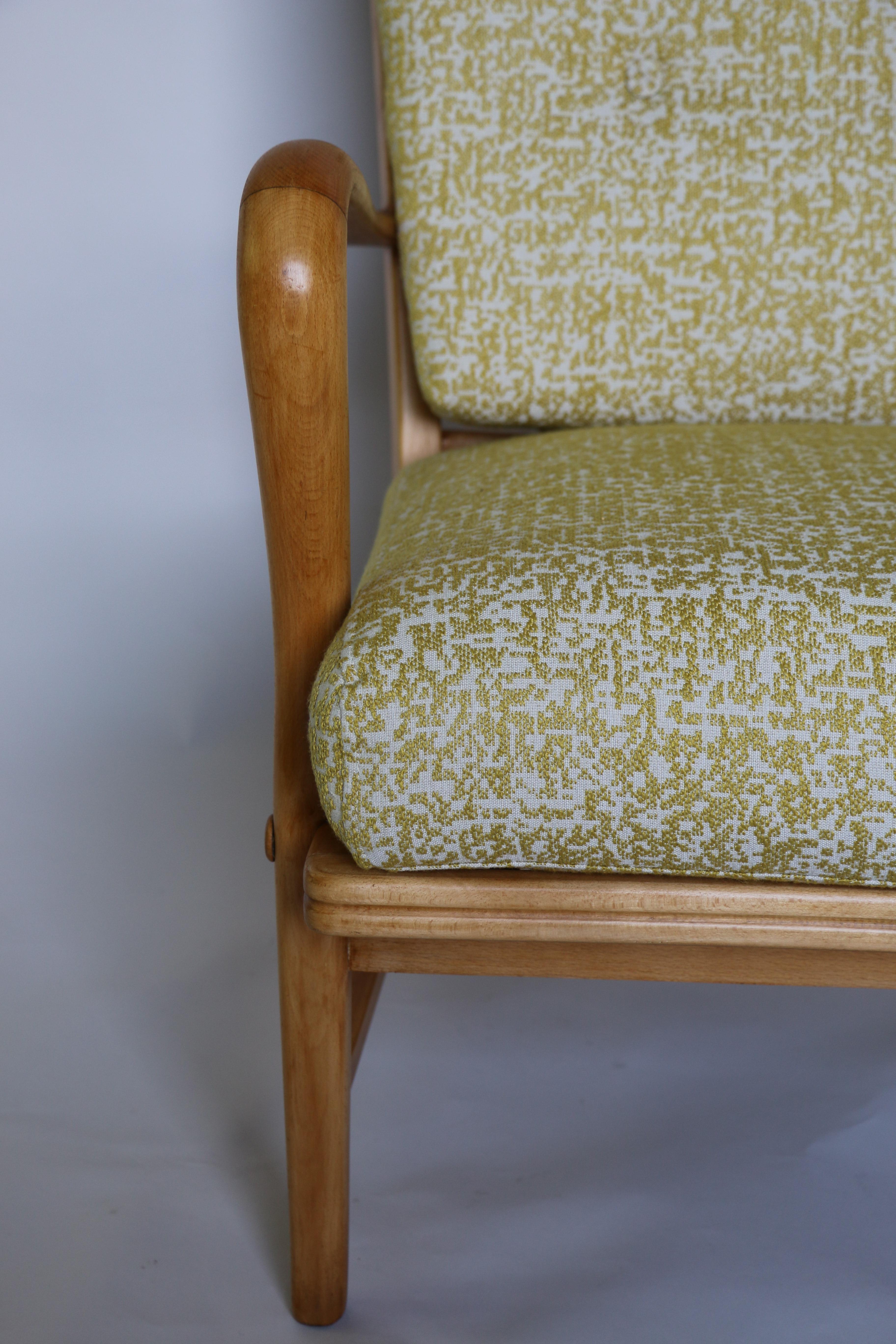 German Art Deco Club Armchair in Yellow Color from 20th Century For Sale