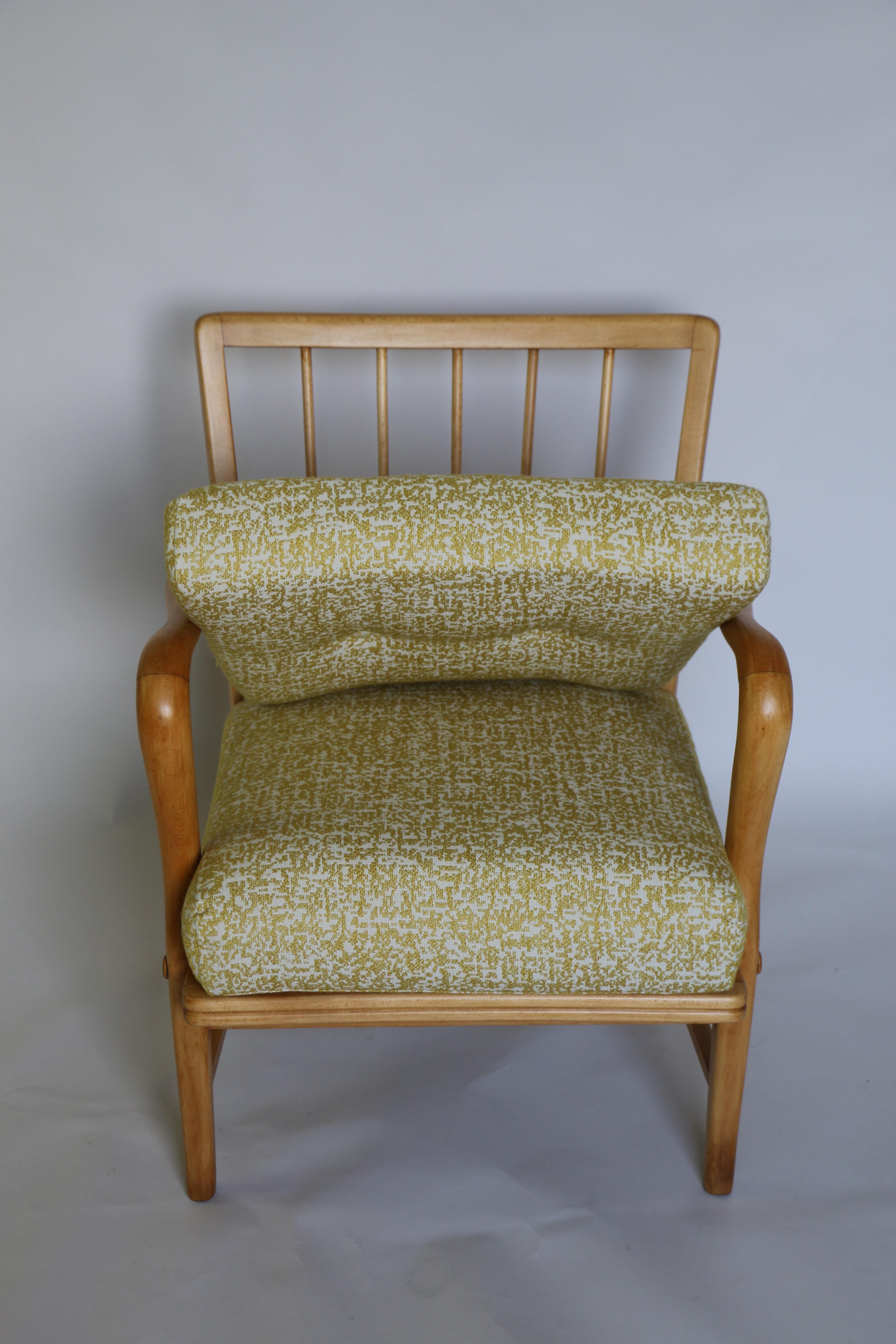 Woodwork Art Deco Club Armchair in Yellow Color from 20th Century For Sale