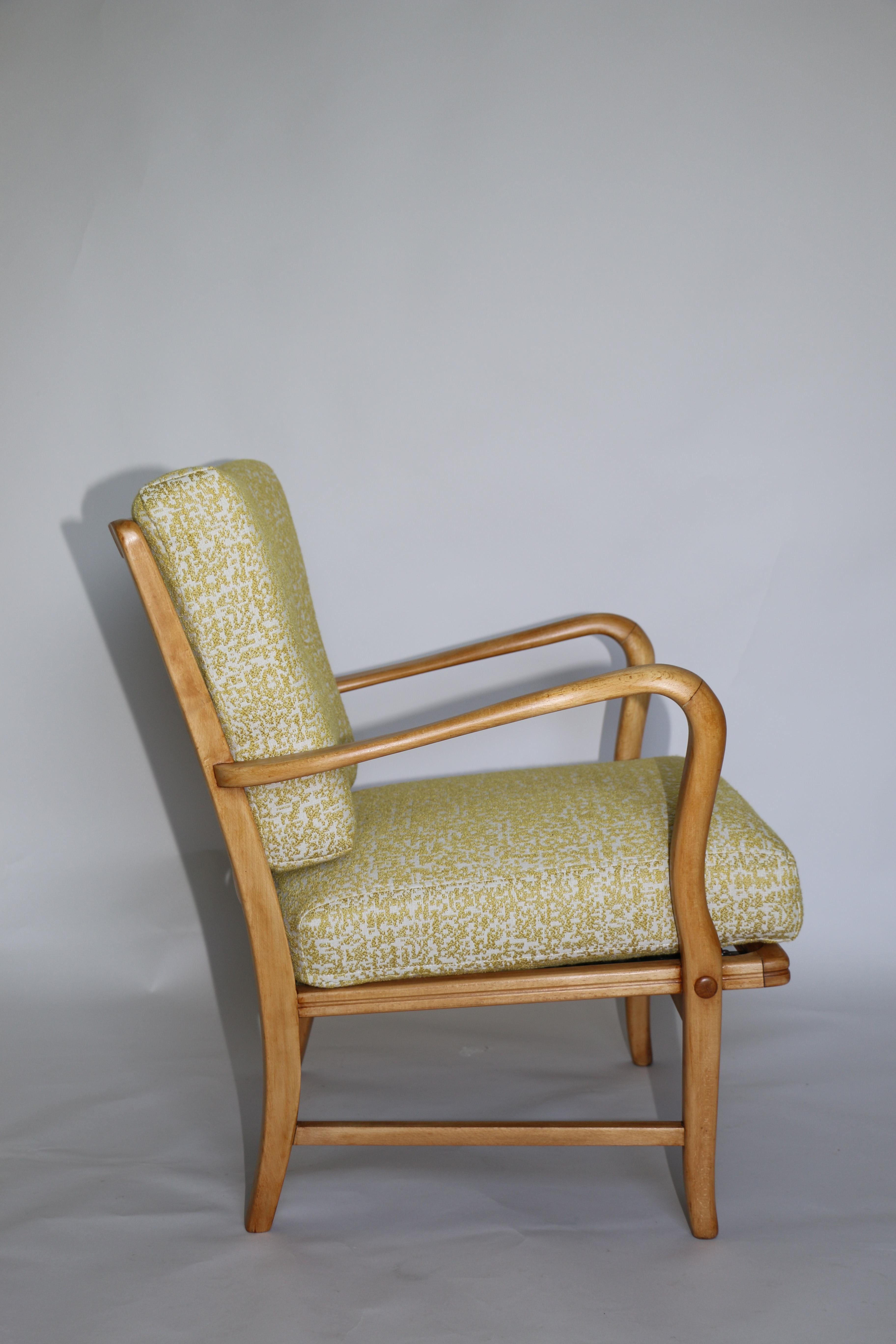 Art Deco Club Armchair in Yellow Color from 20th Century For Sale 1