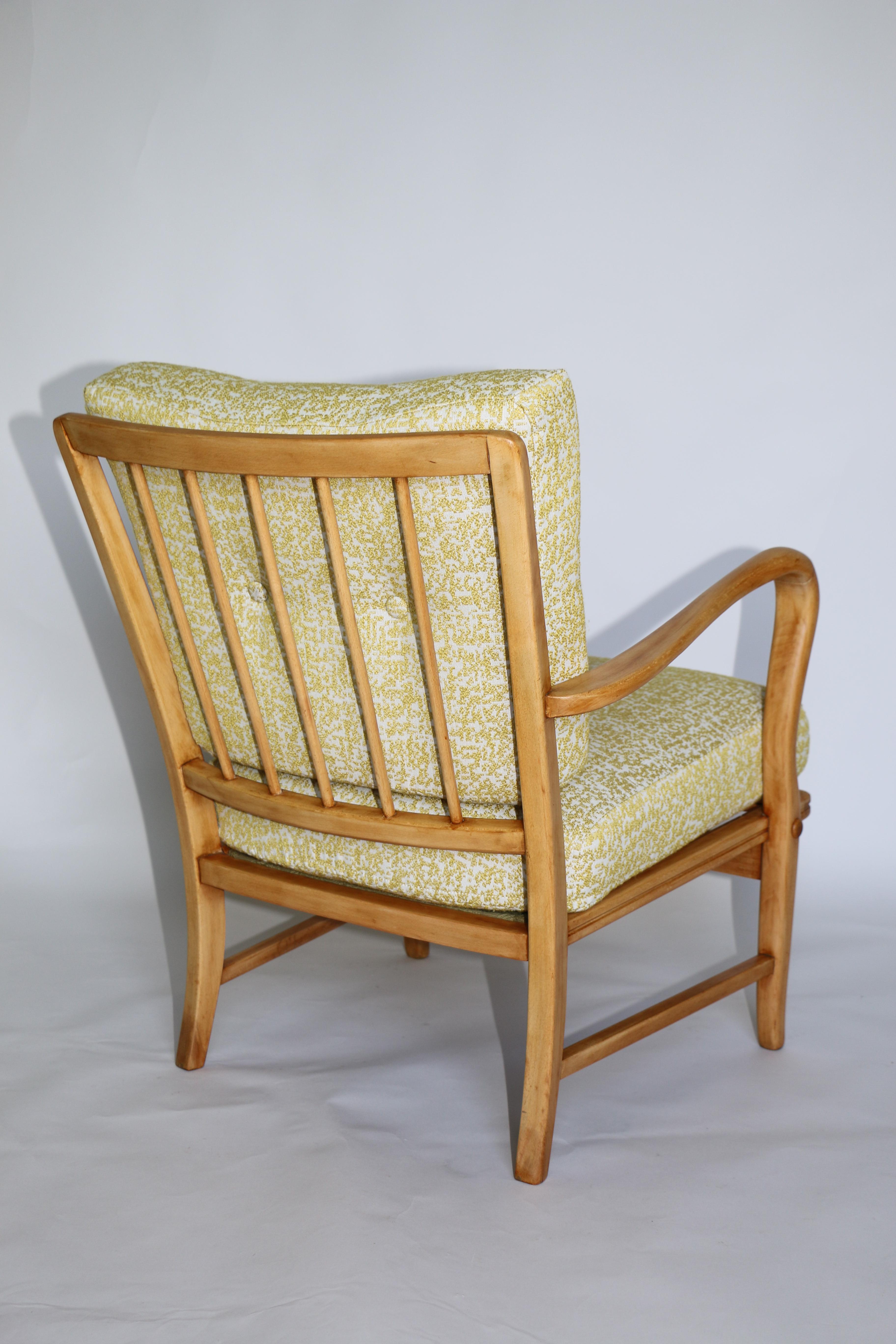 Art Deco Club Armchair in Yellow Color from 20th Century For Sale 2