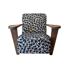 Art Deco Club Chair by De Coene Frères, Limed Oak, Belgium circa 1935