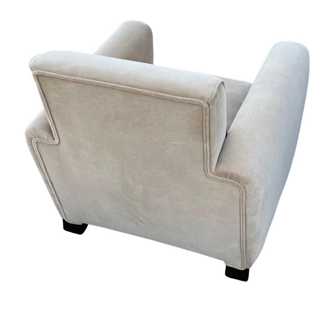Velvet Art Deco Club Chair by Jules Leleu For Sale