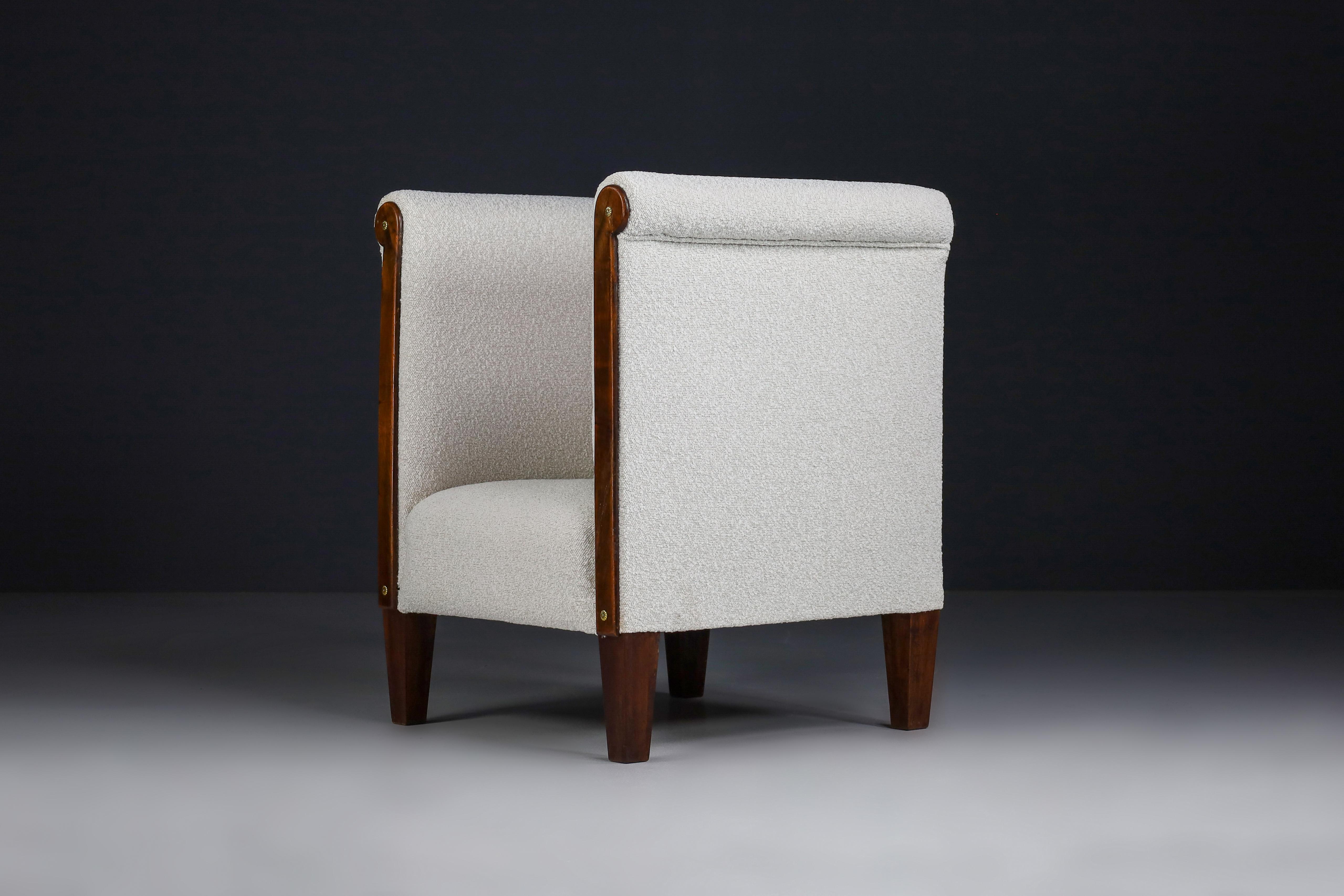 Art Deco Club Chair Reupholstered in Bouclé Fabric Austria 1930s 1