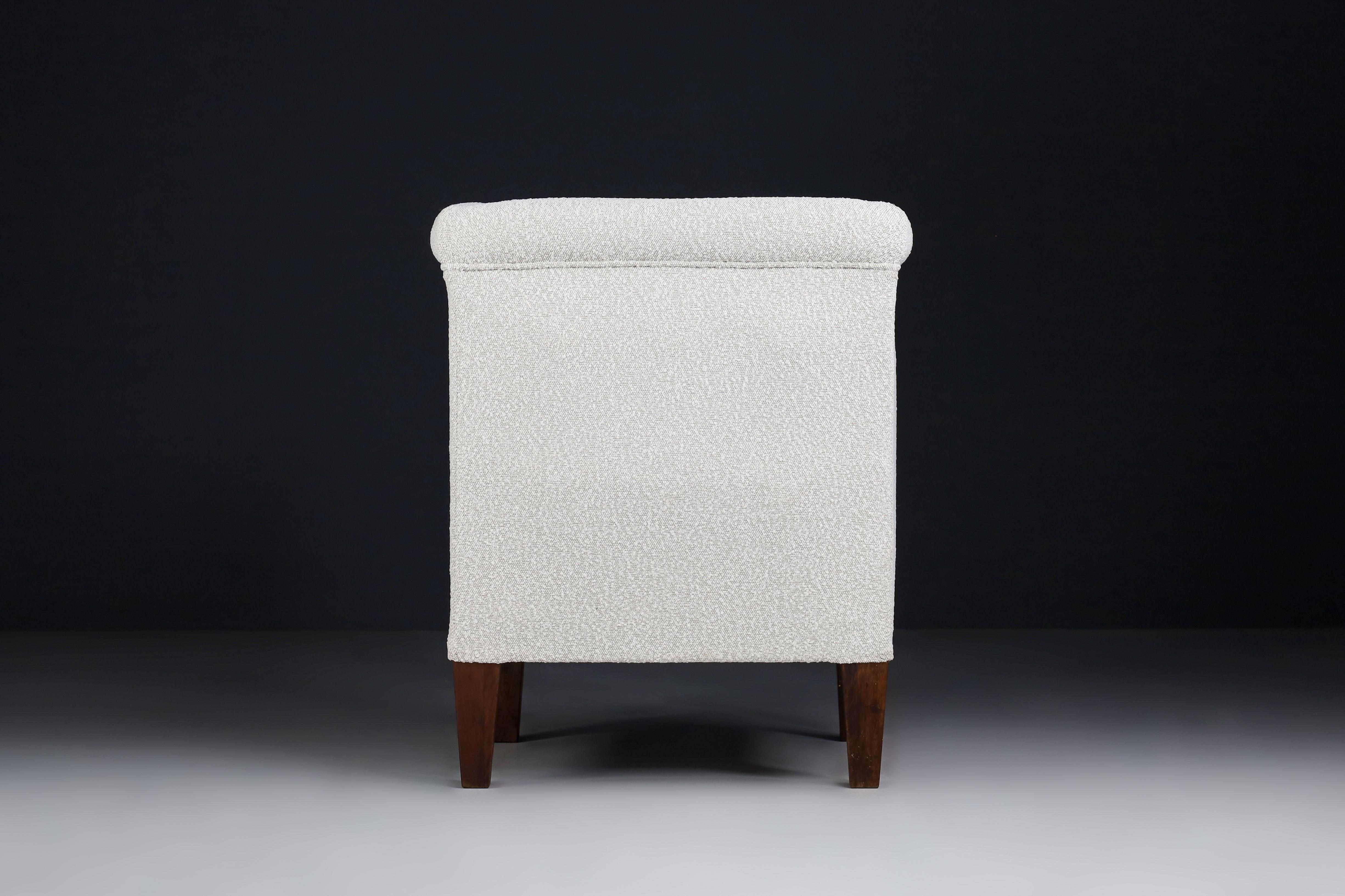 Art Deco Club Chair Reupholstered in Bouclé Fabric Austria 1930s 2