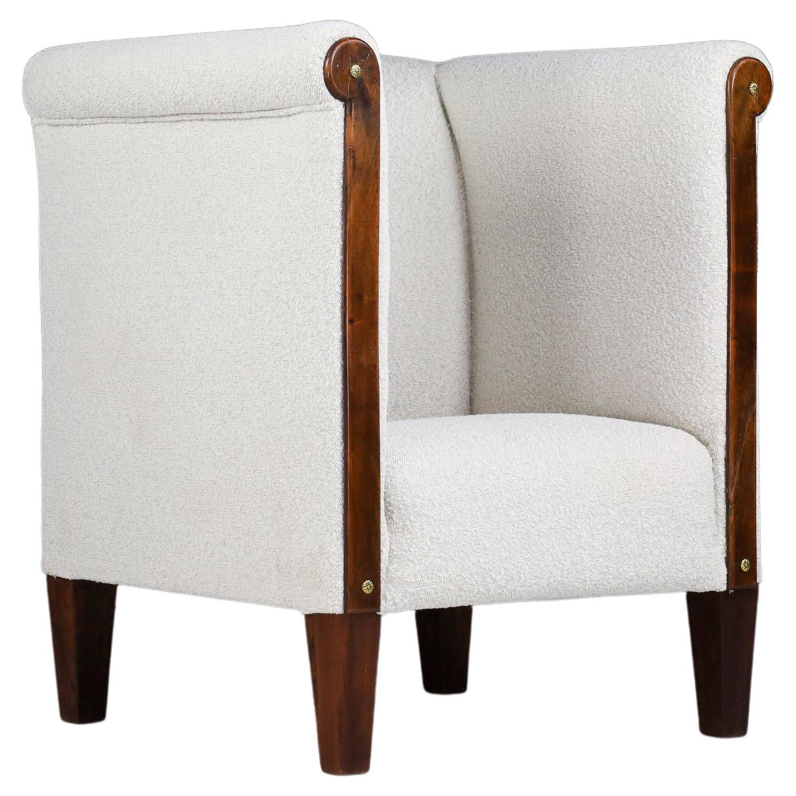 Art Deco Club Chair Reupholstered in Bouclé Fabric Austria 1930s