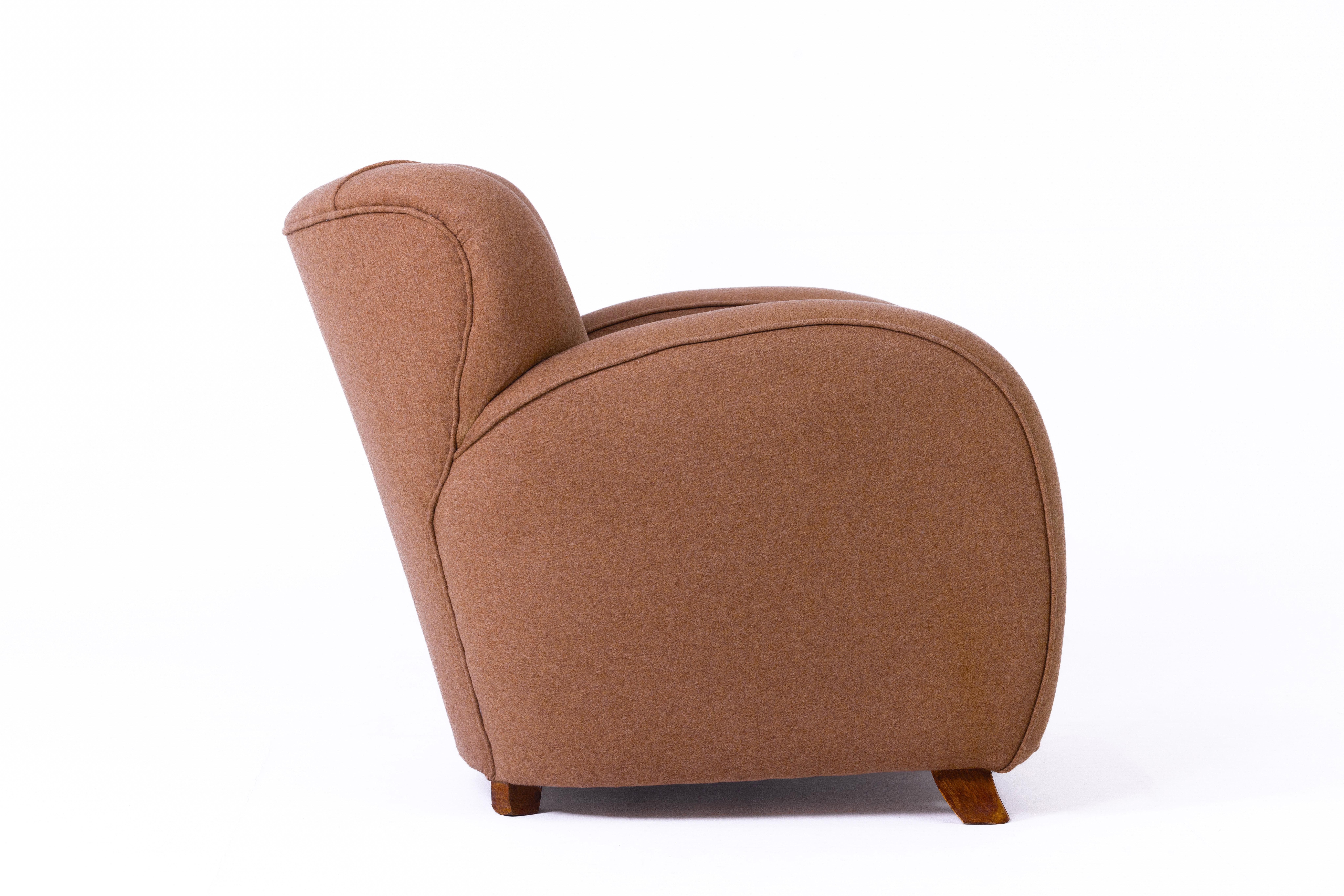 Swedish Art Deco Club Chair, Sweden 1920s, Reupholstered in Wool by Hodsoll McKenzie For Sale