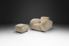 Art Deco Club Chair with Ottoman, Europe First half of the 20th Century