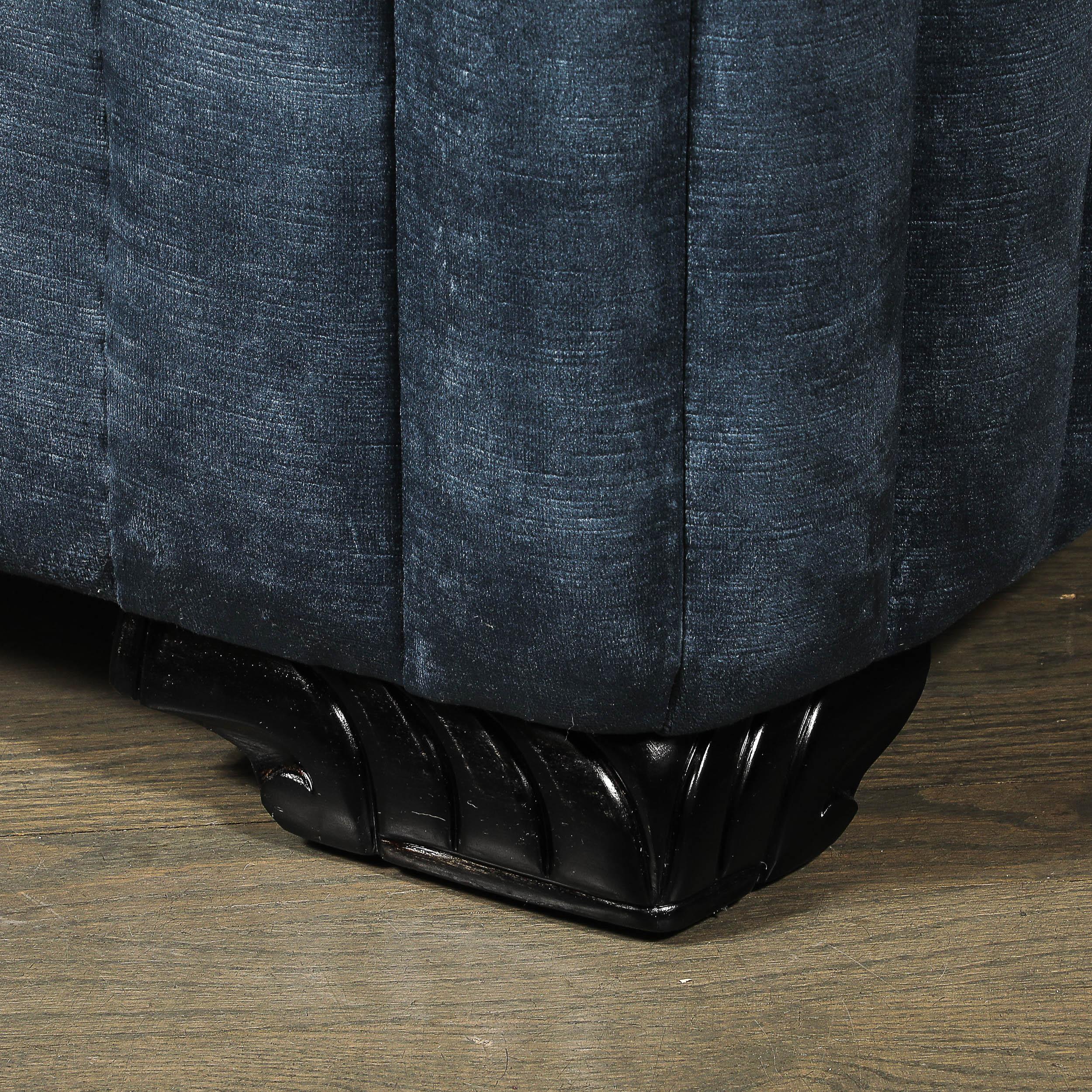 Americano Sedia Club Art Deco con sostegni scultorei in ebano e velluto color zaffiro fumé in vendita