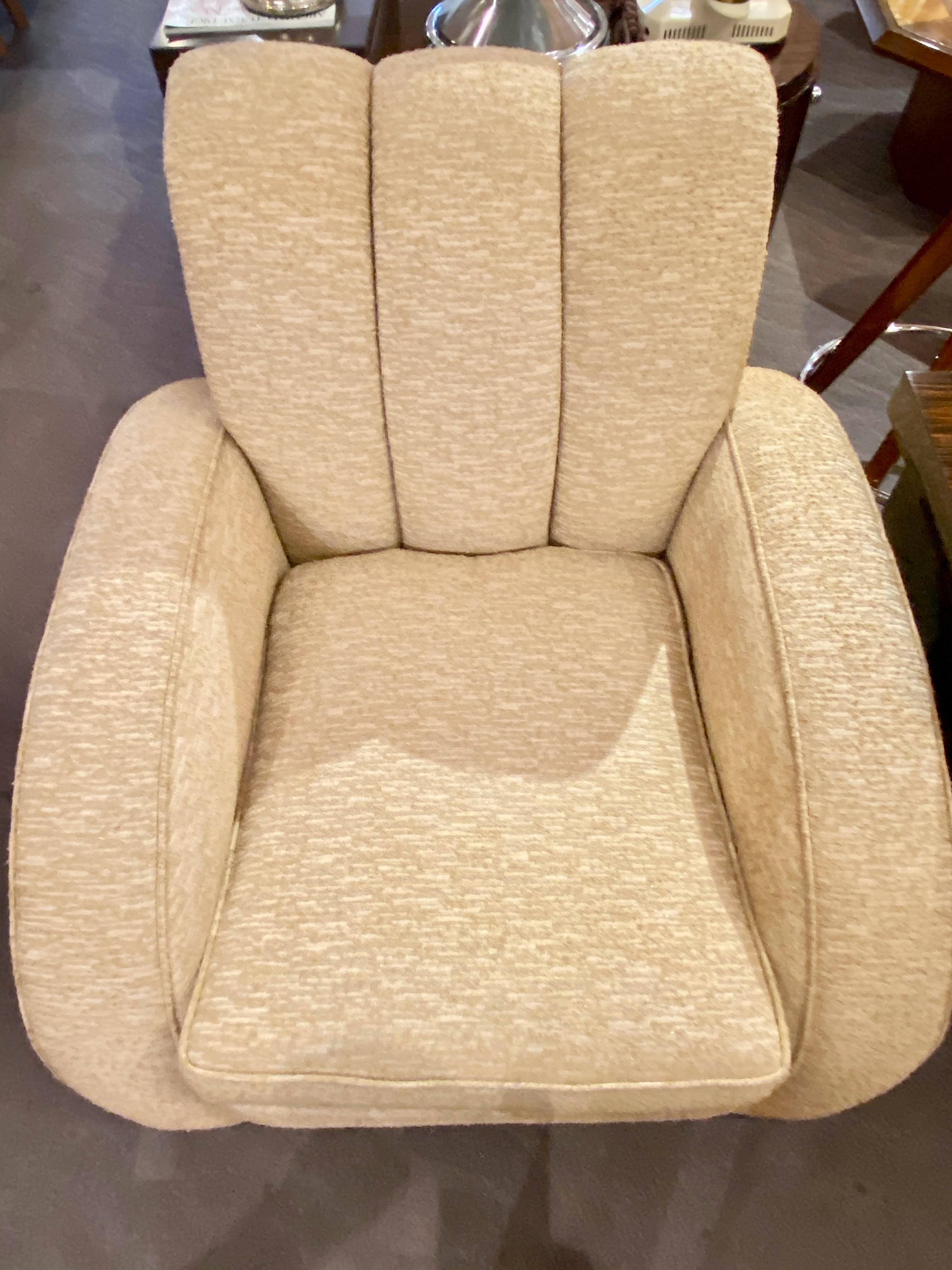 Mid-20th Century Art Deco Club Chairs Channel Back Design