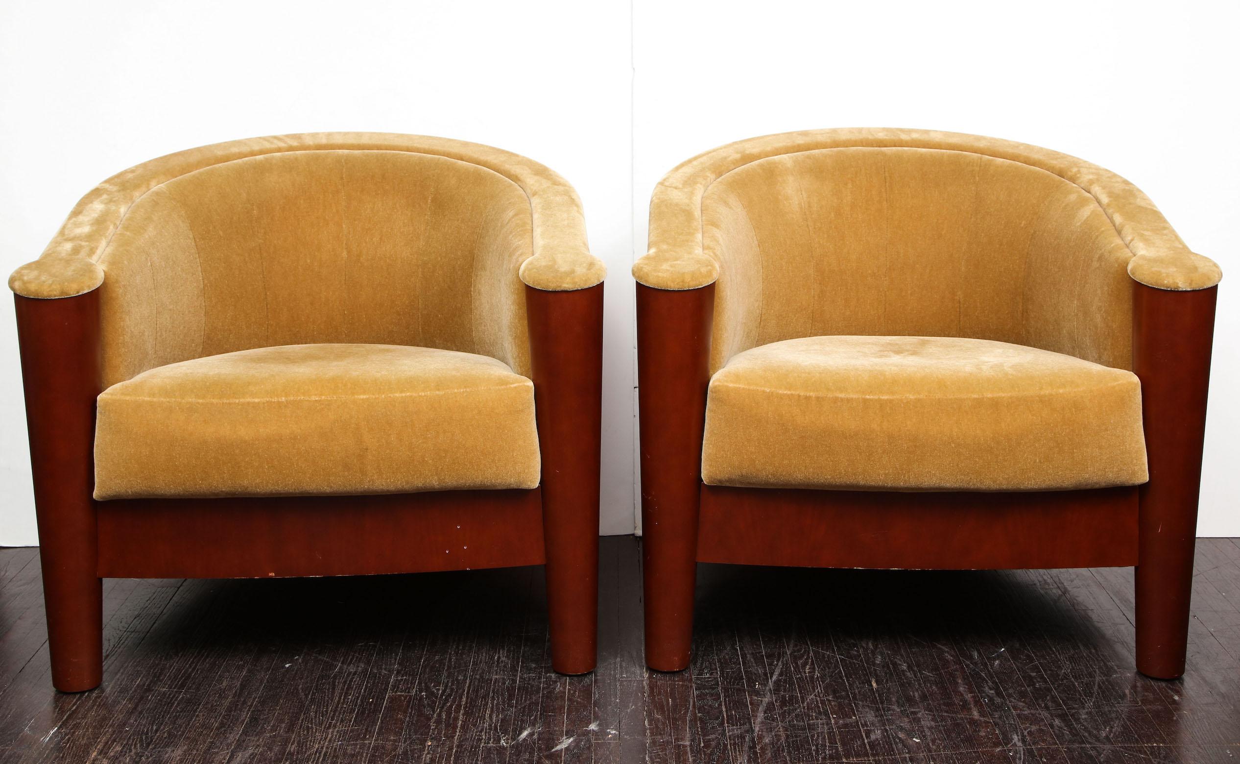 Pair of Art Deco club chairs. The seat measurements are 18