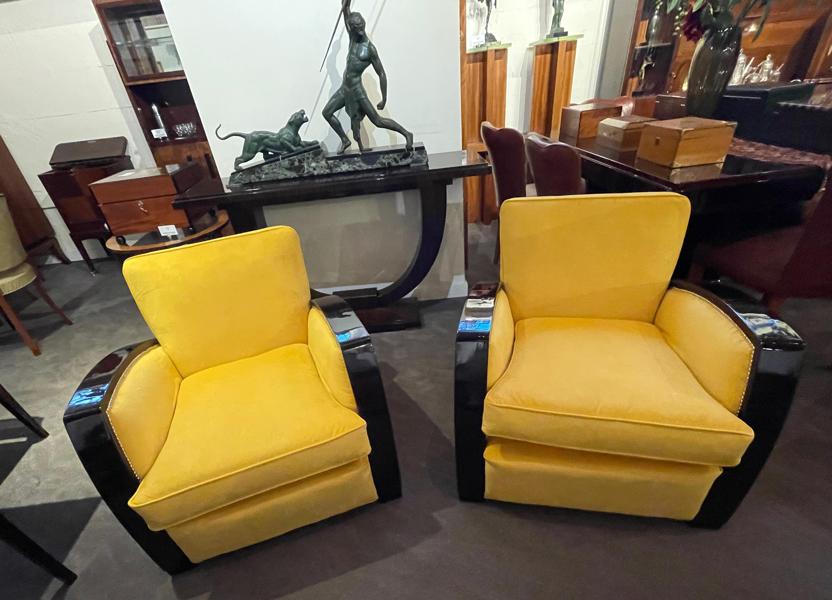 South American Art Deco Club Chairs French Style