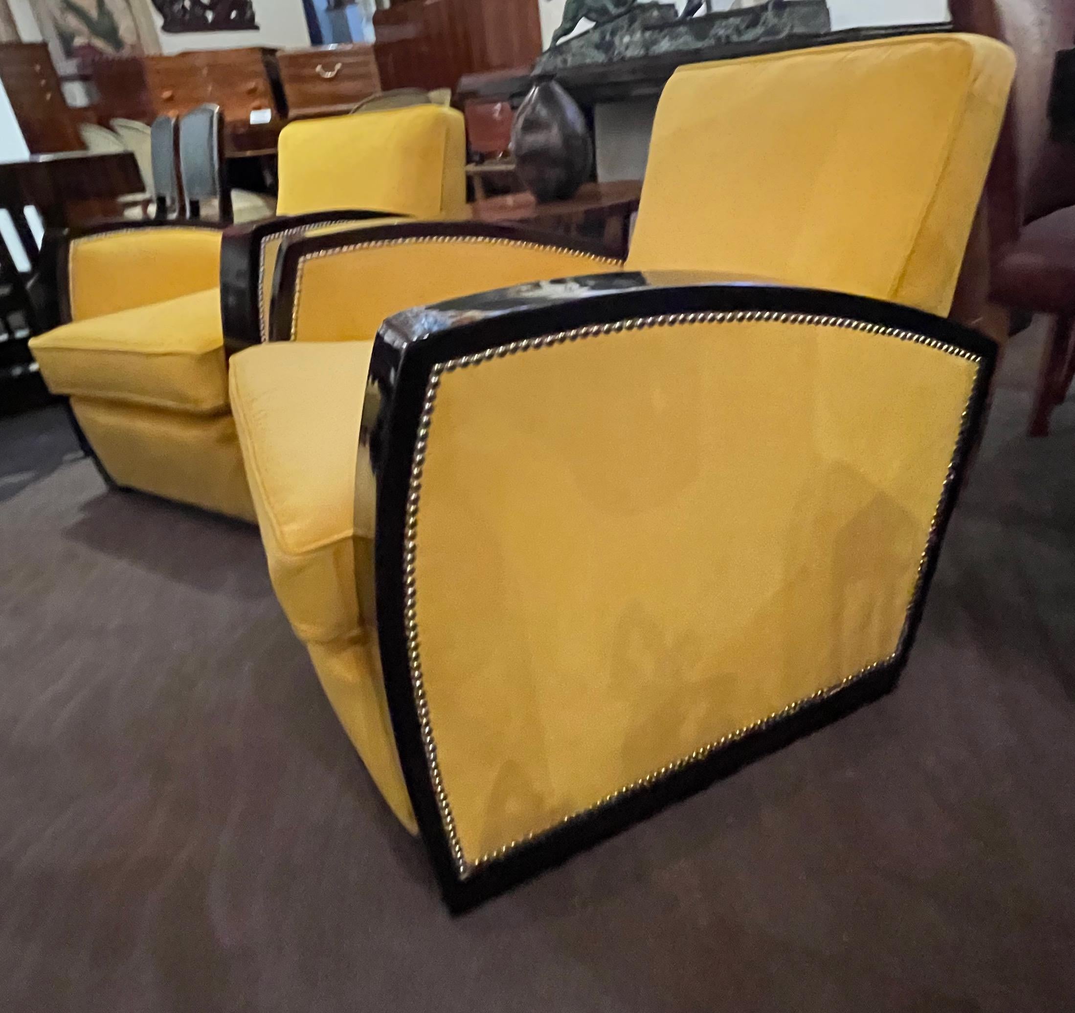 Fabric Art Deco Club Chairs French Style